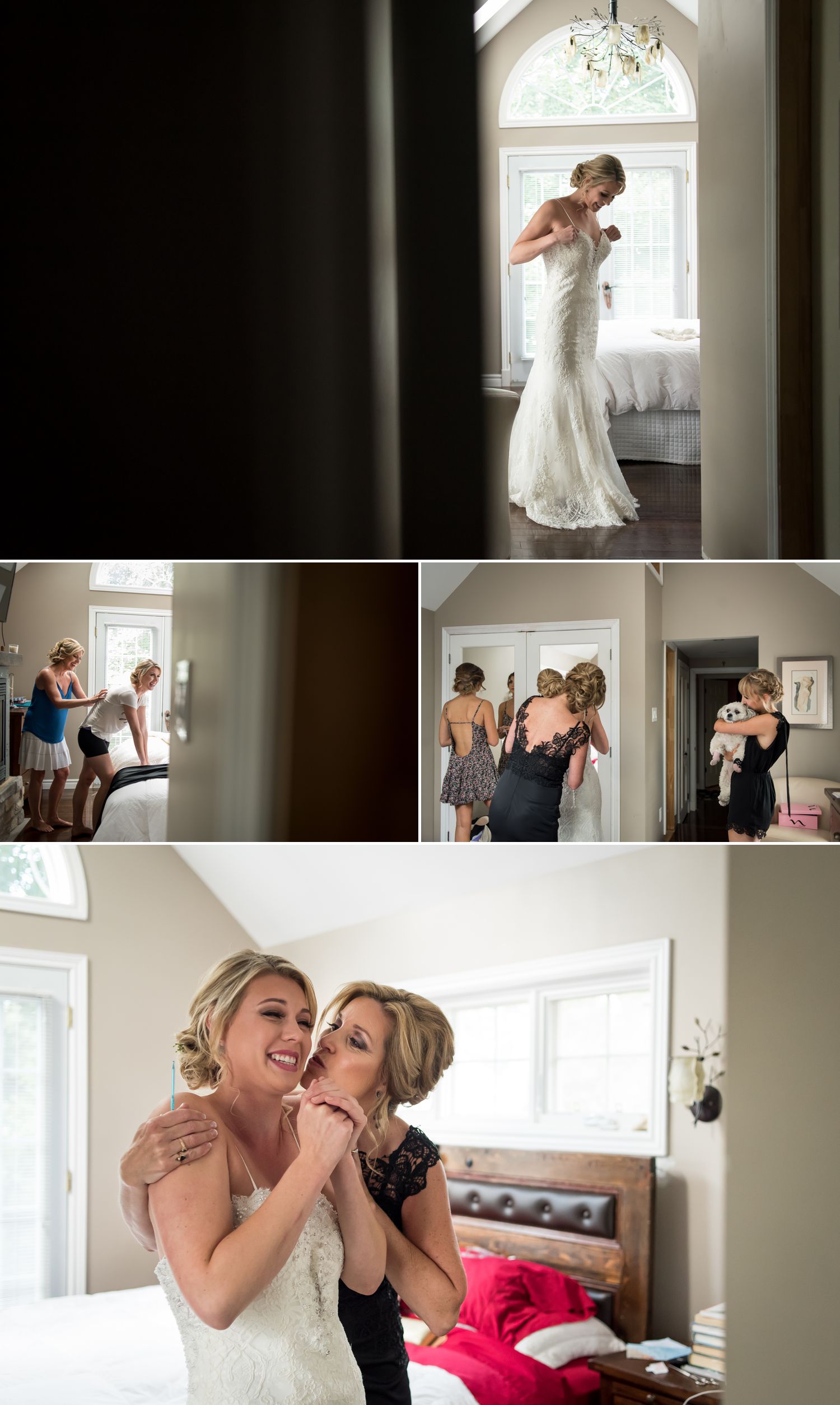 The bride with her family and bridesmaids getting ready at their home in Ottawa, ON.