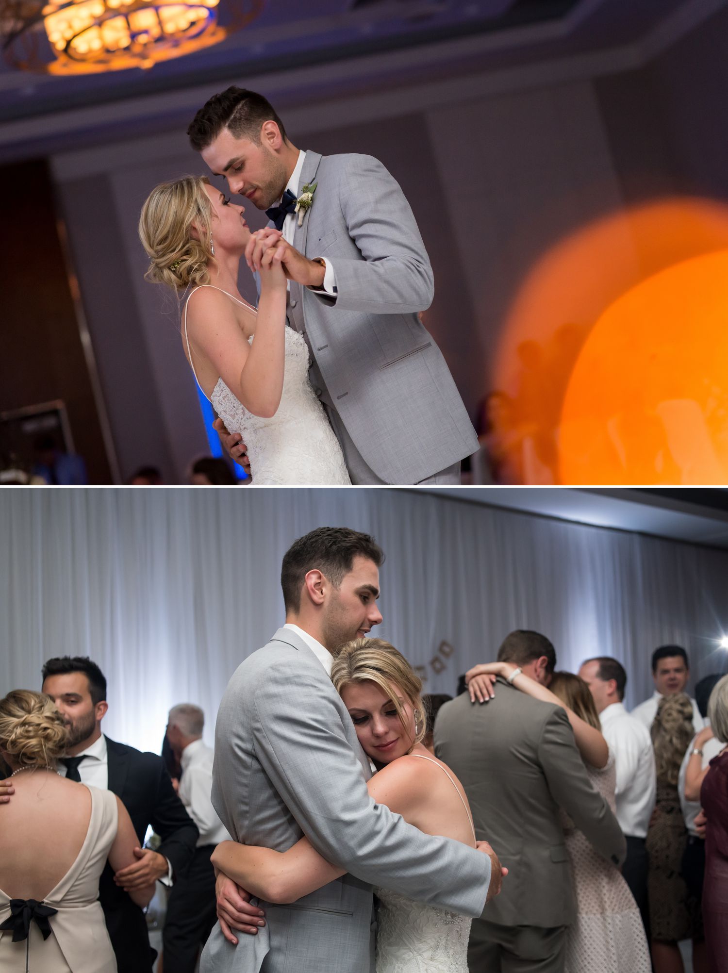 The bride and groom during their first dance at their wedding reception at The Delta Hotel in downtown Ottawa