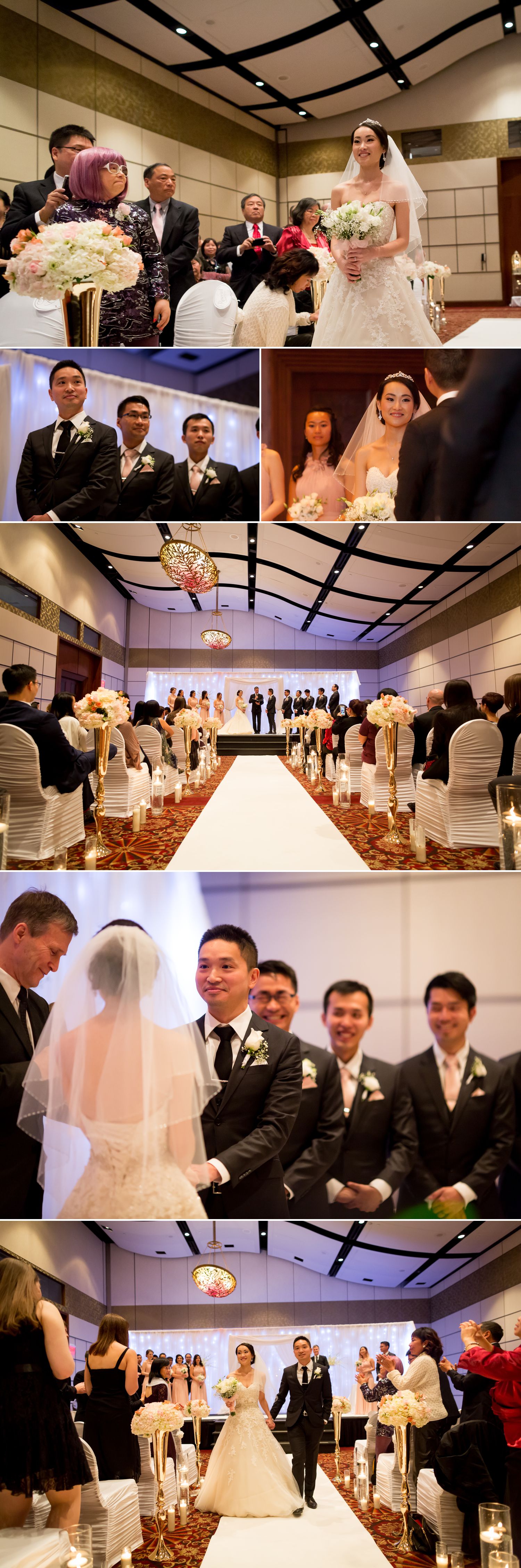 Wedding ceremony at the Casino Lac Leamy, the bride and groom exchange their vows and rings.