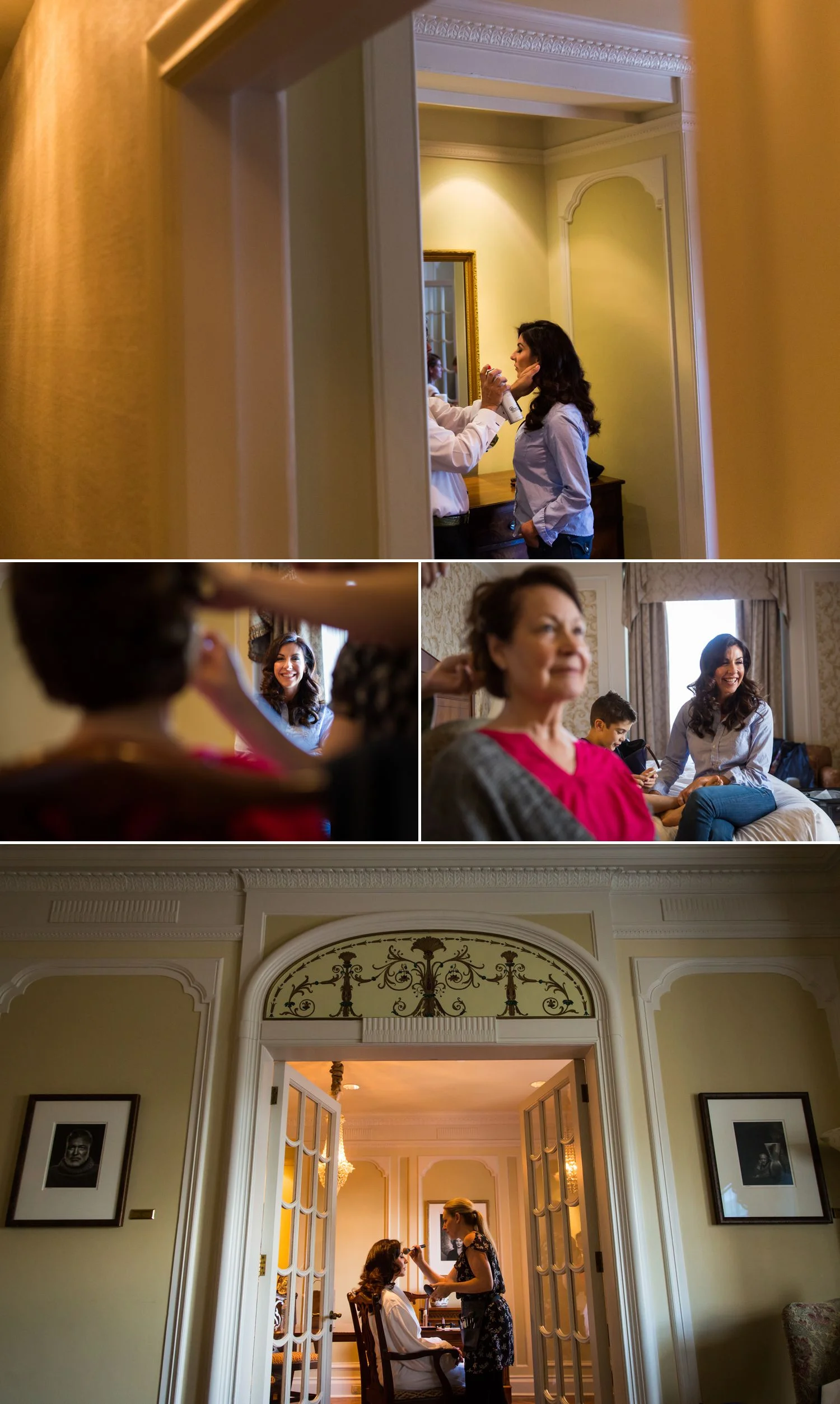 Bride getting ready for her wedding at le chateau laurier in ottawa