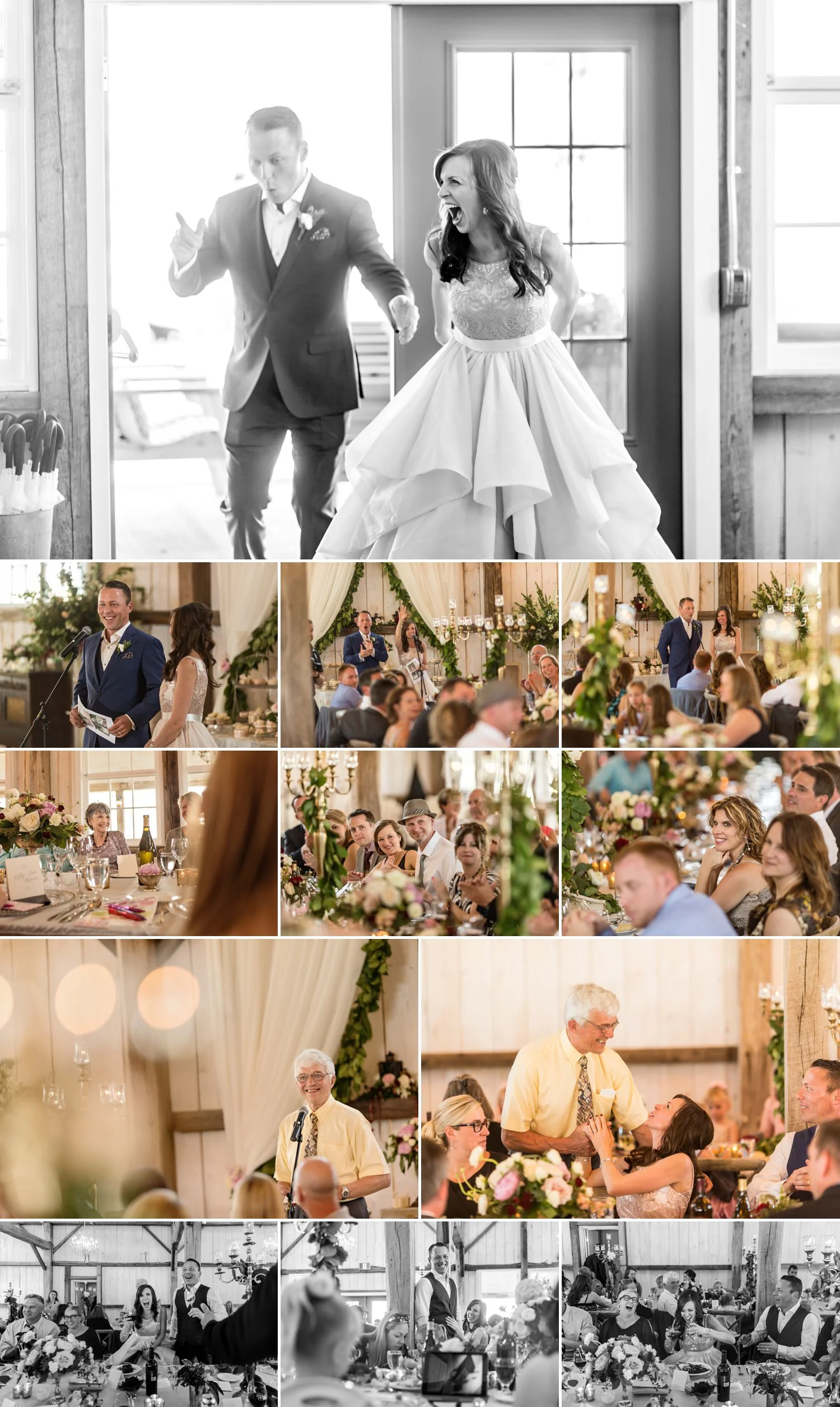 candid reception moments at a wedding at stonefields carleton place ontario