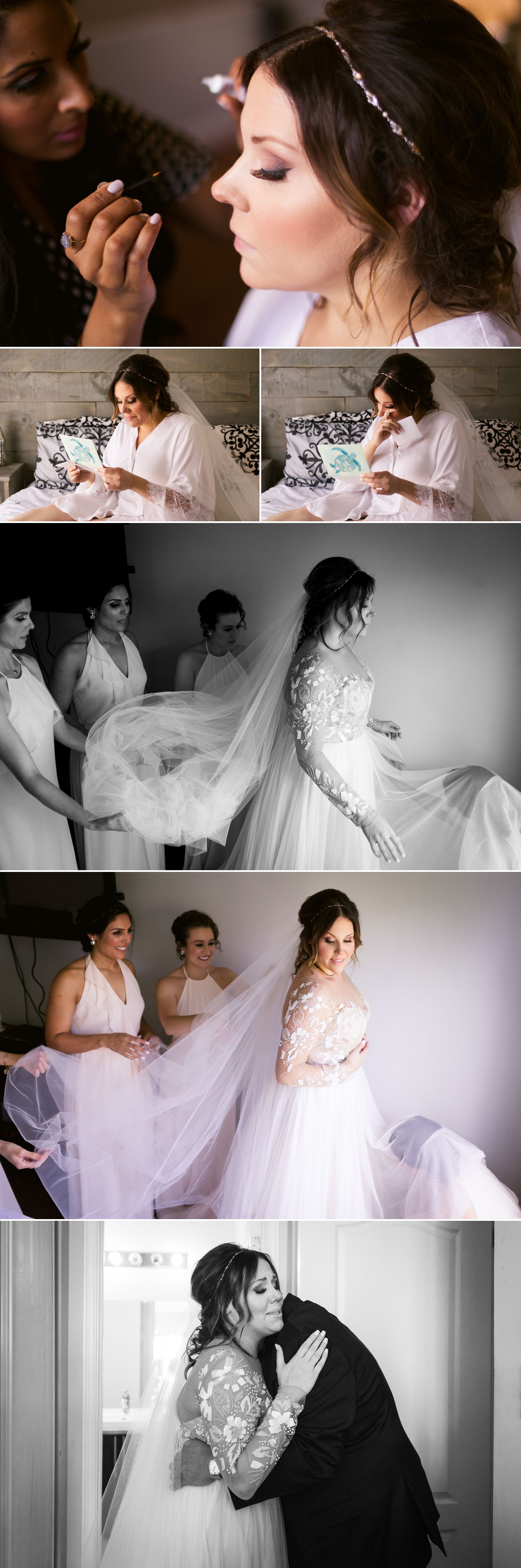 The bride with her bridesmaids getting ready together at their home in Ottawa