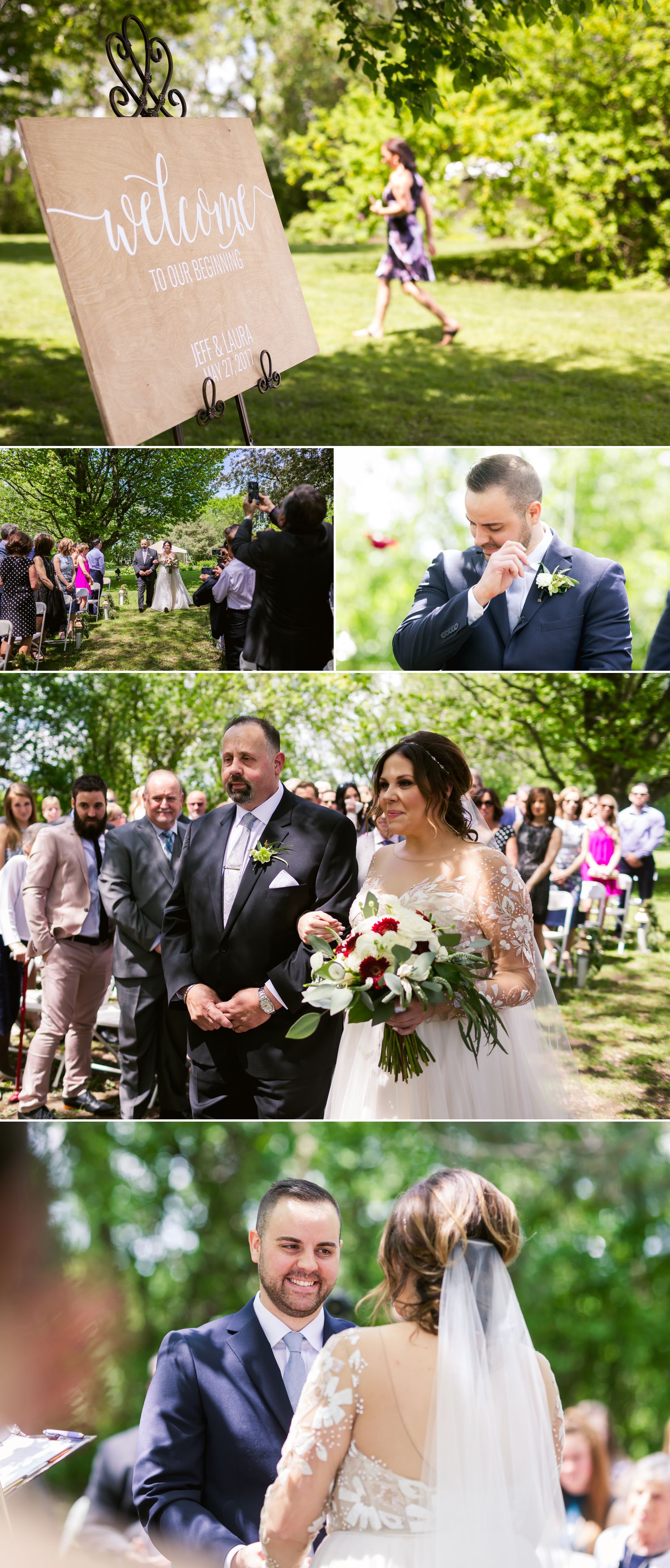 A spring wedding ceremony outside at Billings Estate in Ottawa