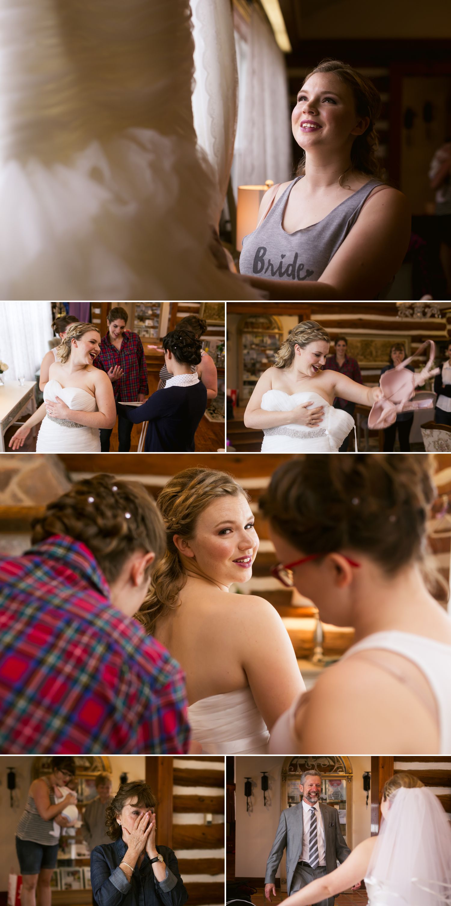 The bride getting ready with her bridesmaids and family at Stonefields
