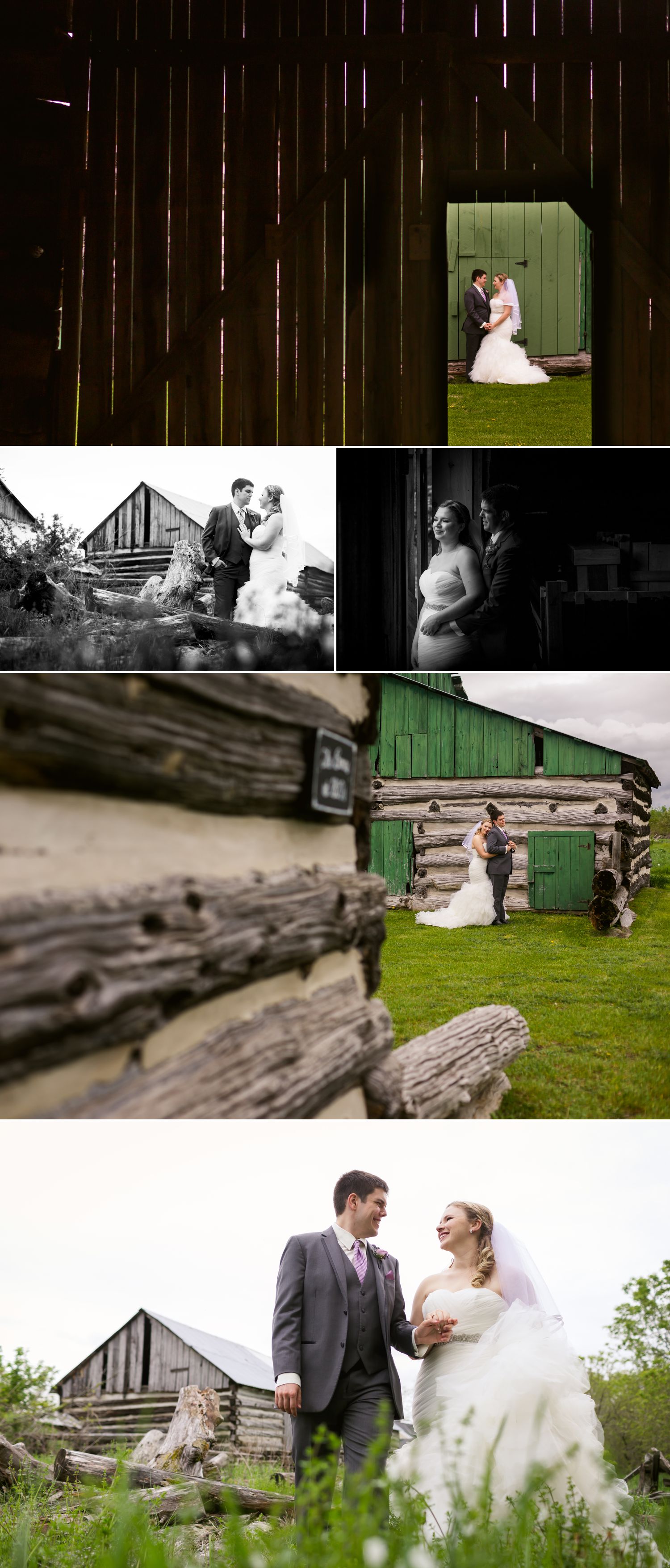 Portraits of the bride and groom before their wedding ceremony outside at Stonefields wedding venue