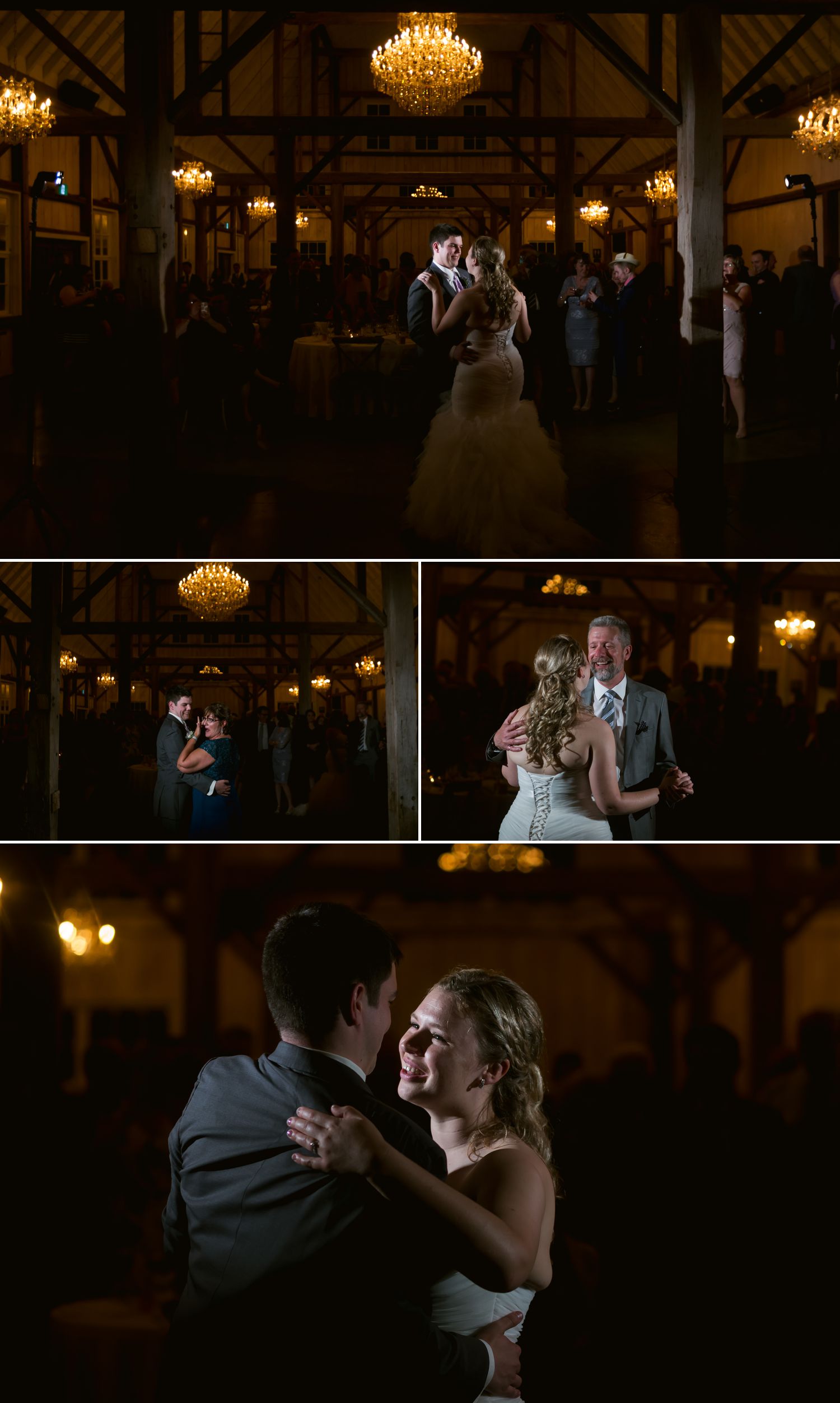 The bride and groom during their first dances together inside the Stonefields Loft