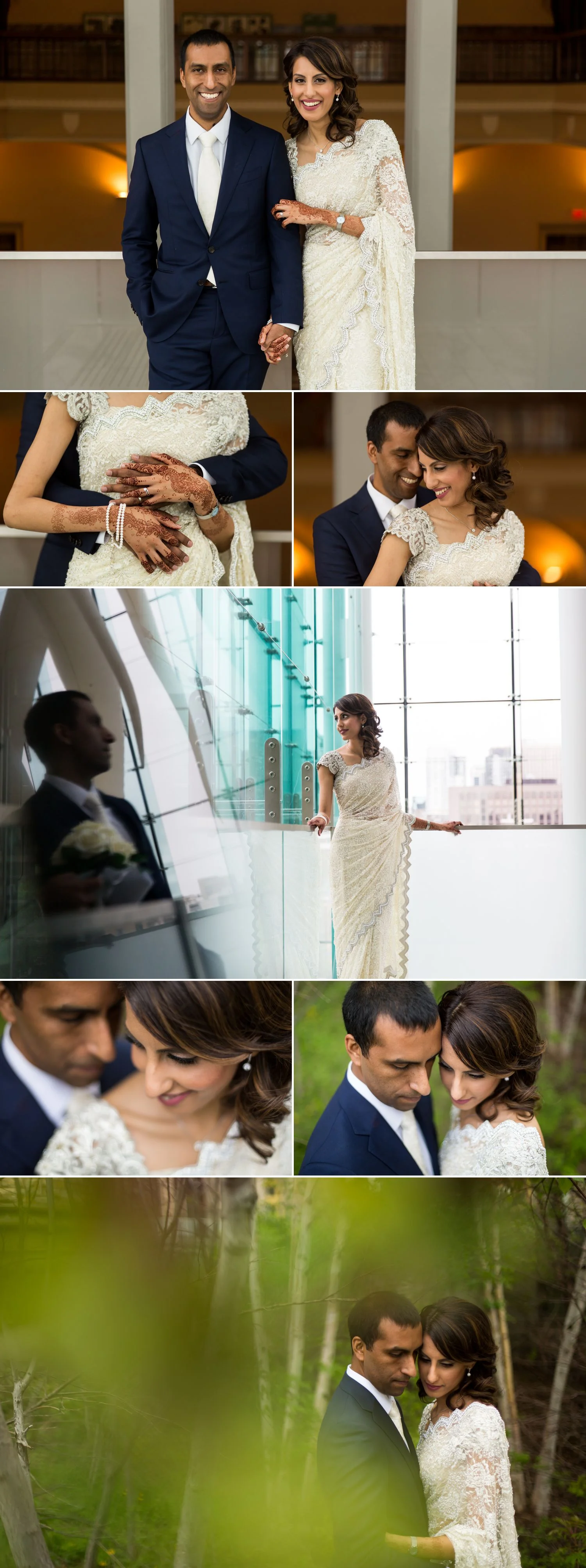 Portraits of the bride and groom at The Museum of Nature
