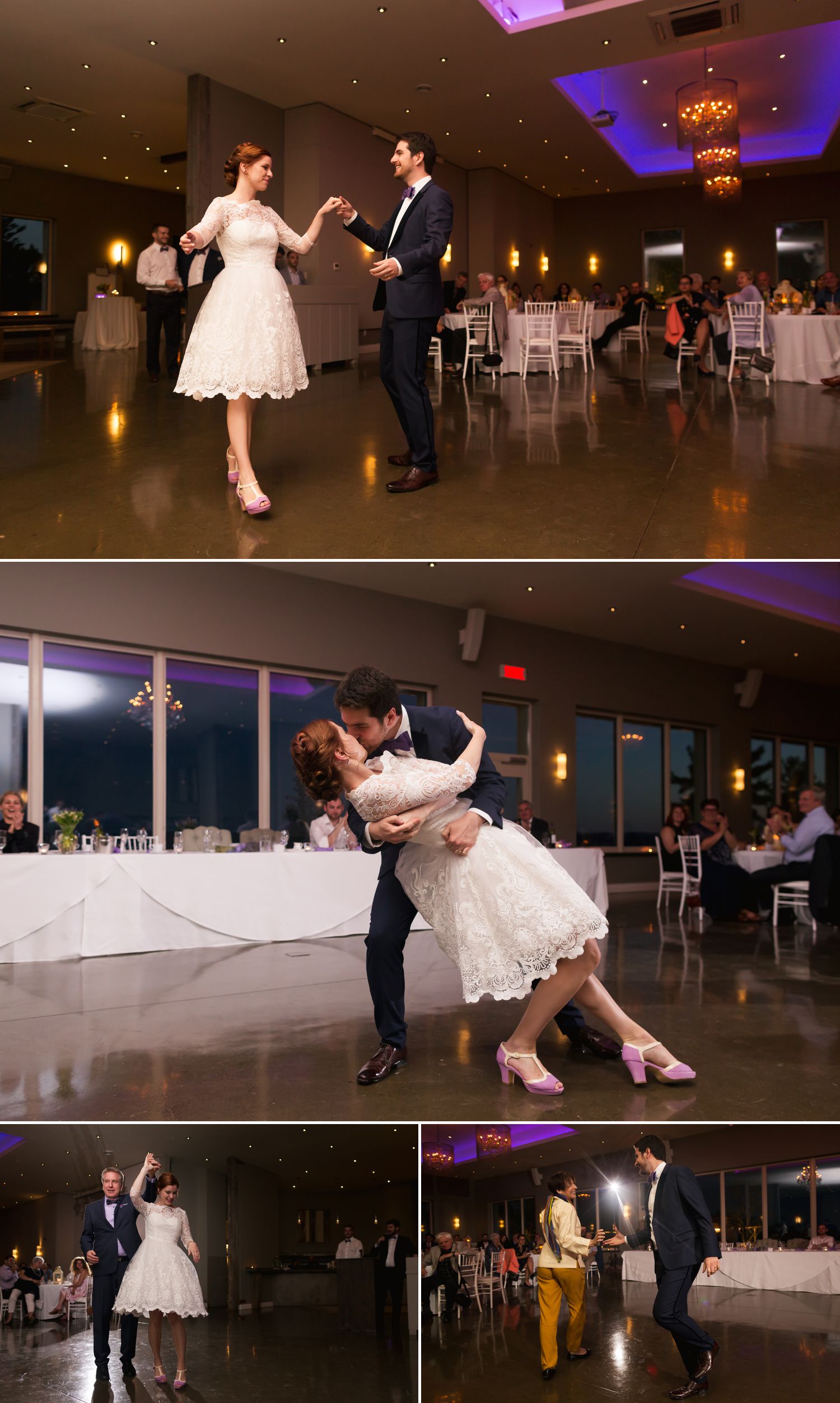 The bride and groom during their first dance at their Belvedere wedding reception in Wakefield, Quebec