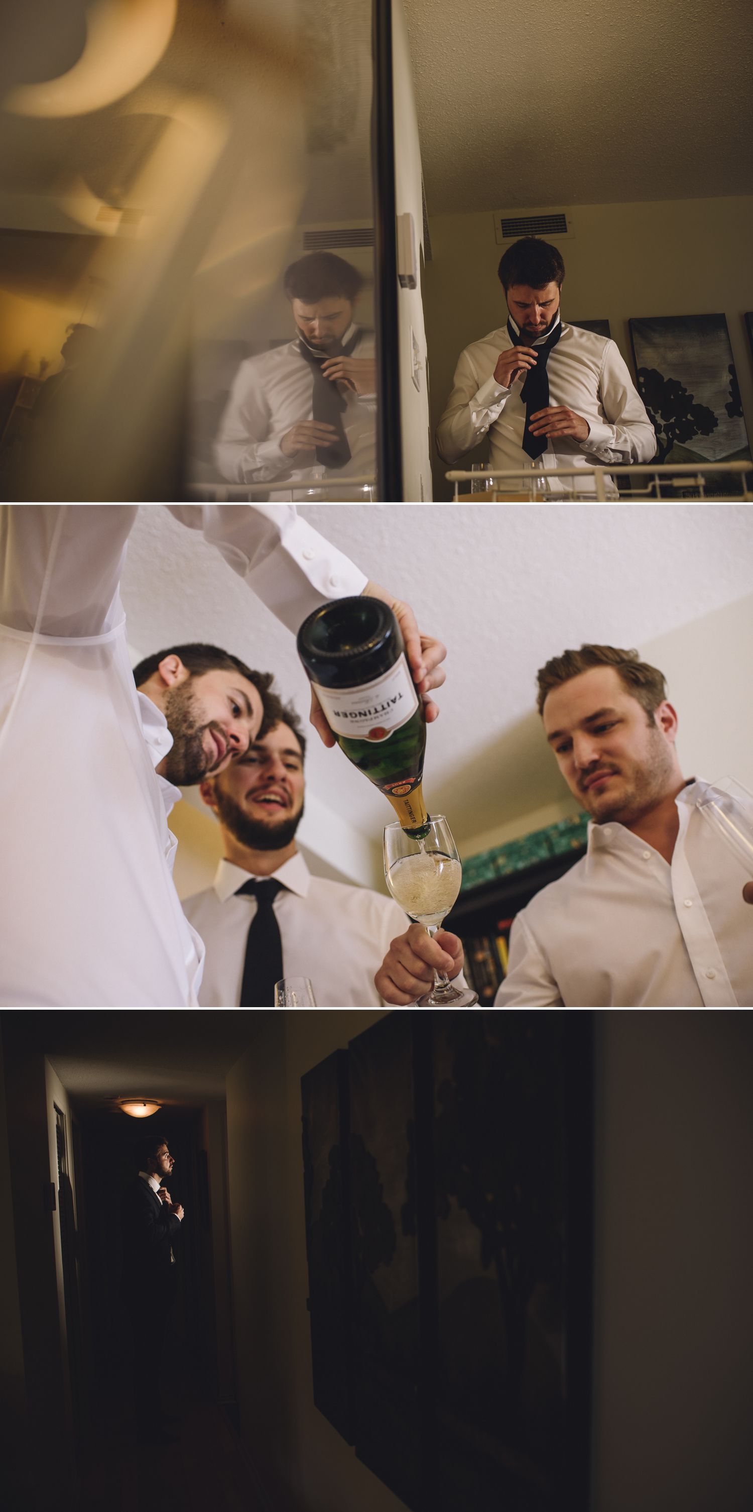 A groom getting ready with his groomsmen at his home in Ottawa