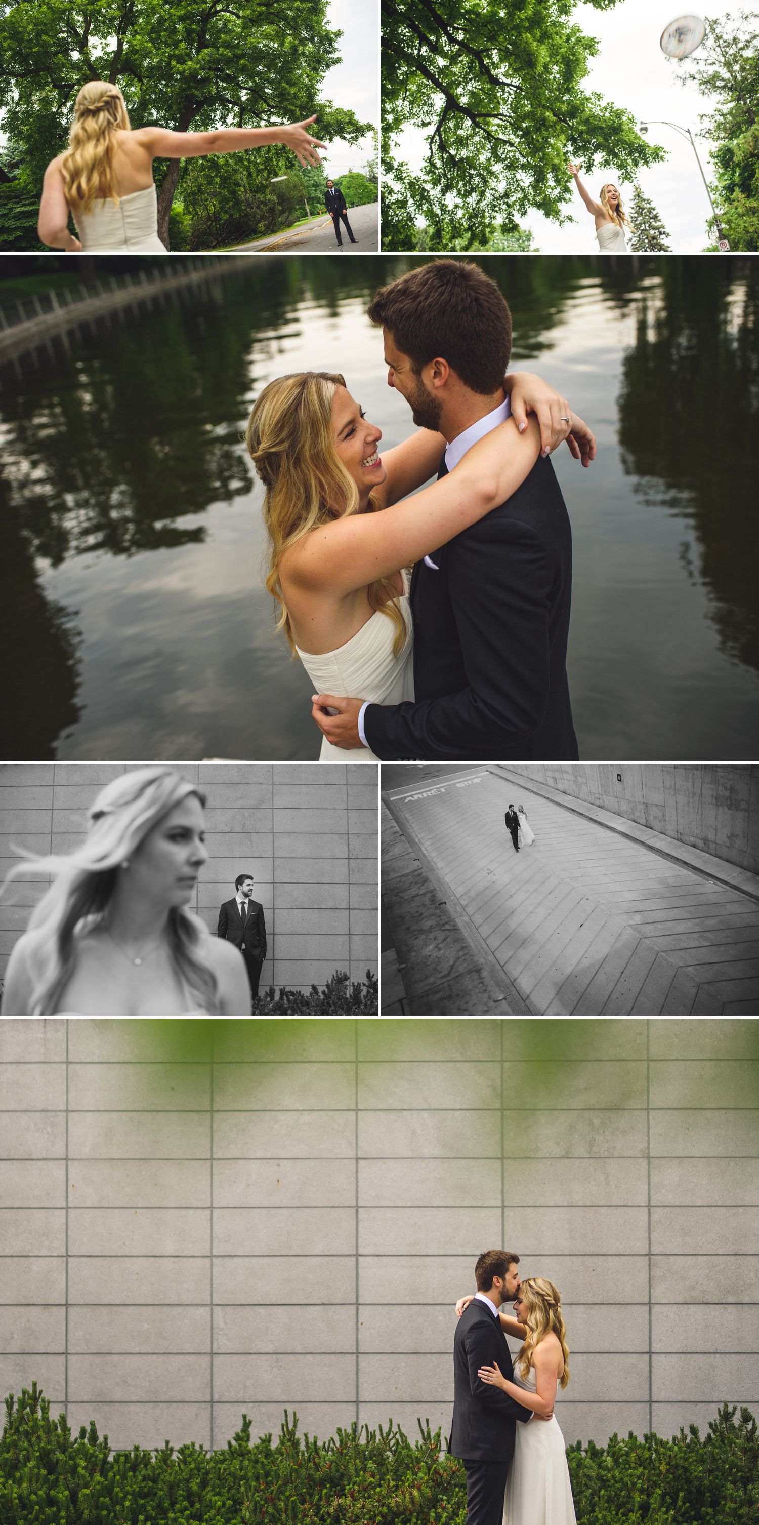 Portraits of the bride and groom outside the Museum of Nature in downtown Ottawa