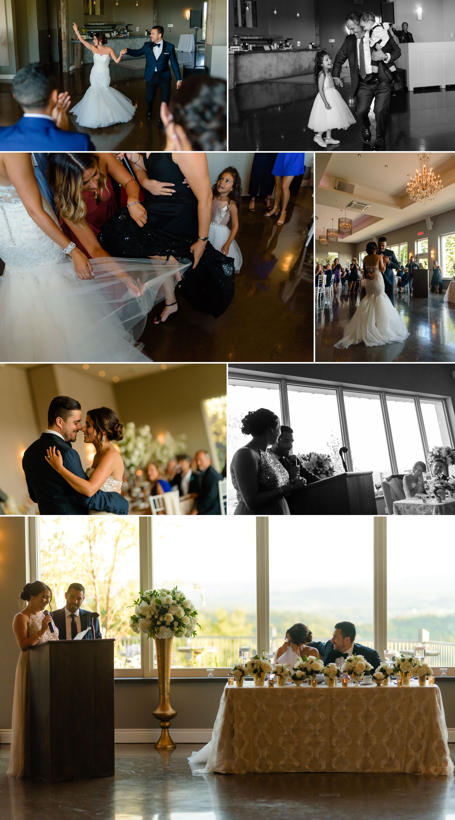 candid moments during an italian wedding reception at le belevedere in wakefield quebec