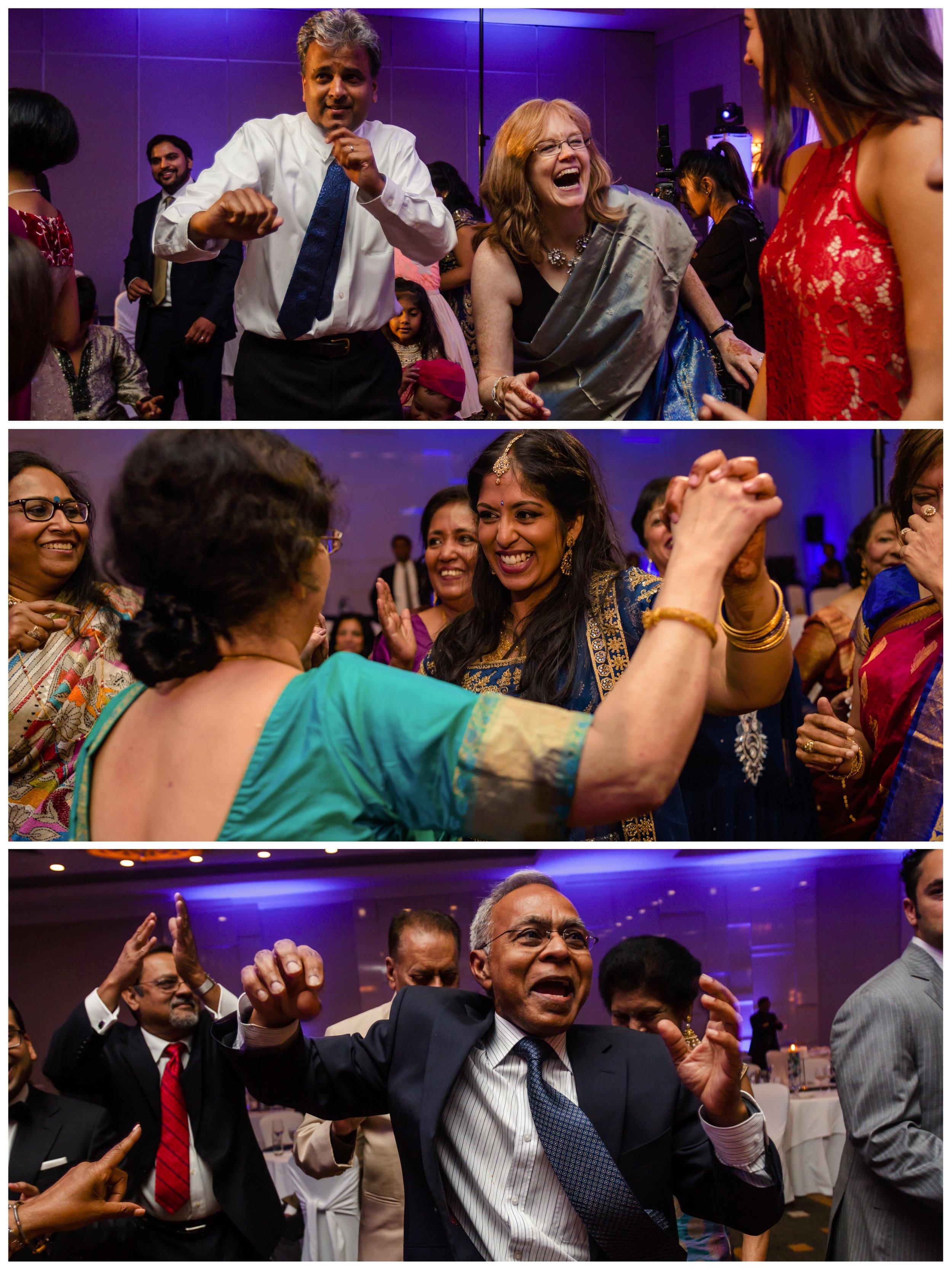 photos of dancing at an Indian wedding reception