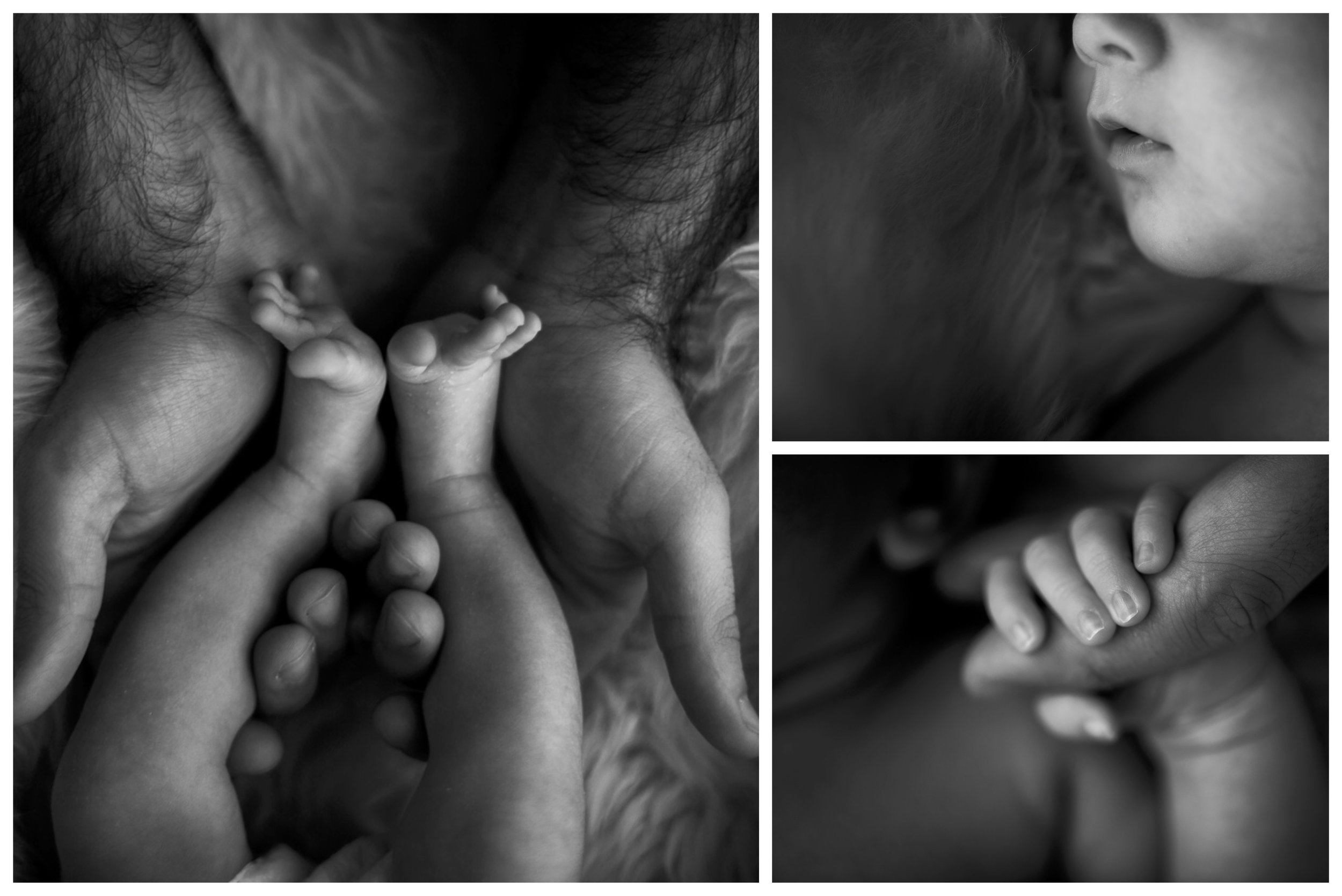a collage of photographs of an newborn baby girl