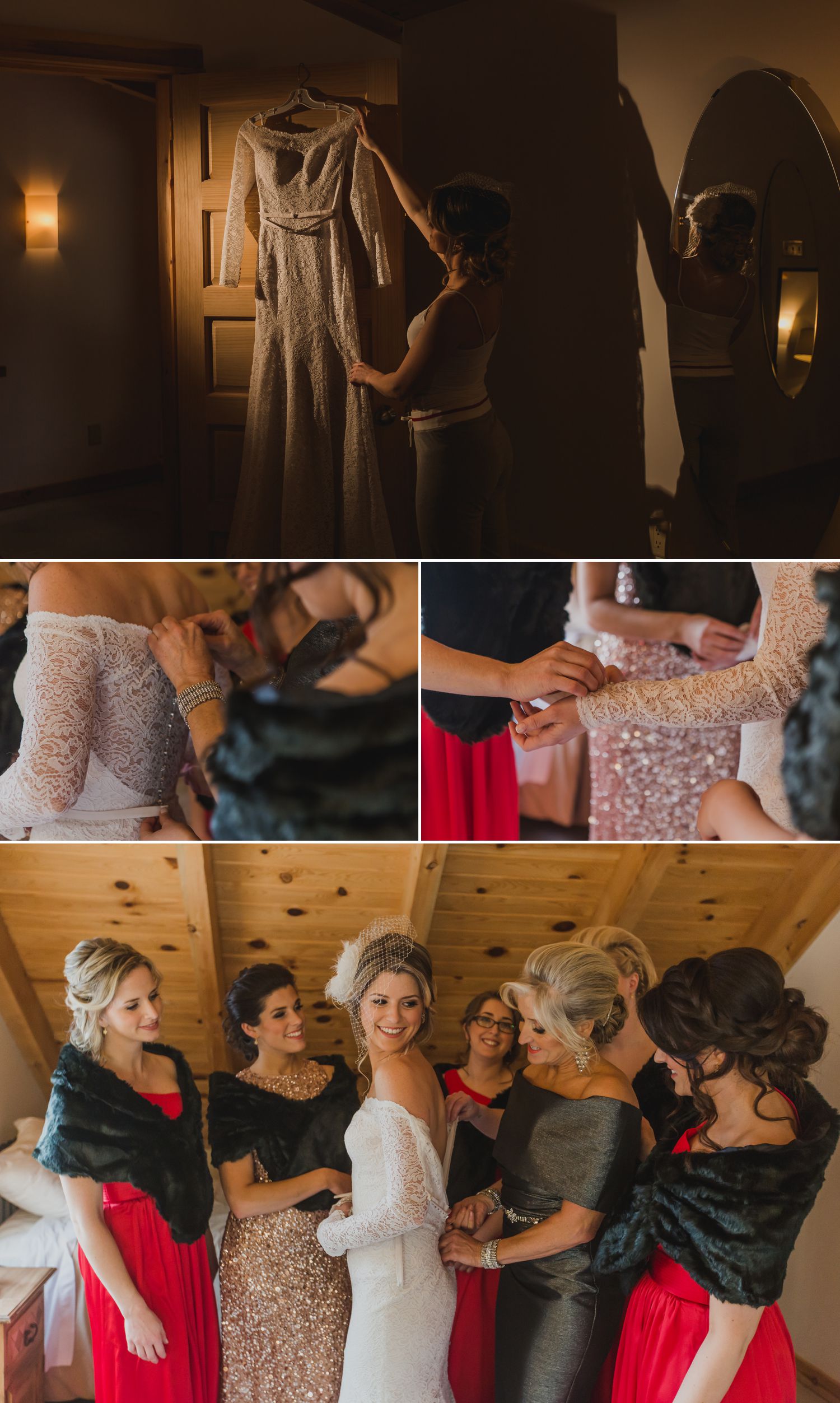 The bride with her bridesmaids and family getting ready at the Le Belvedere Guesthouse