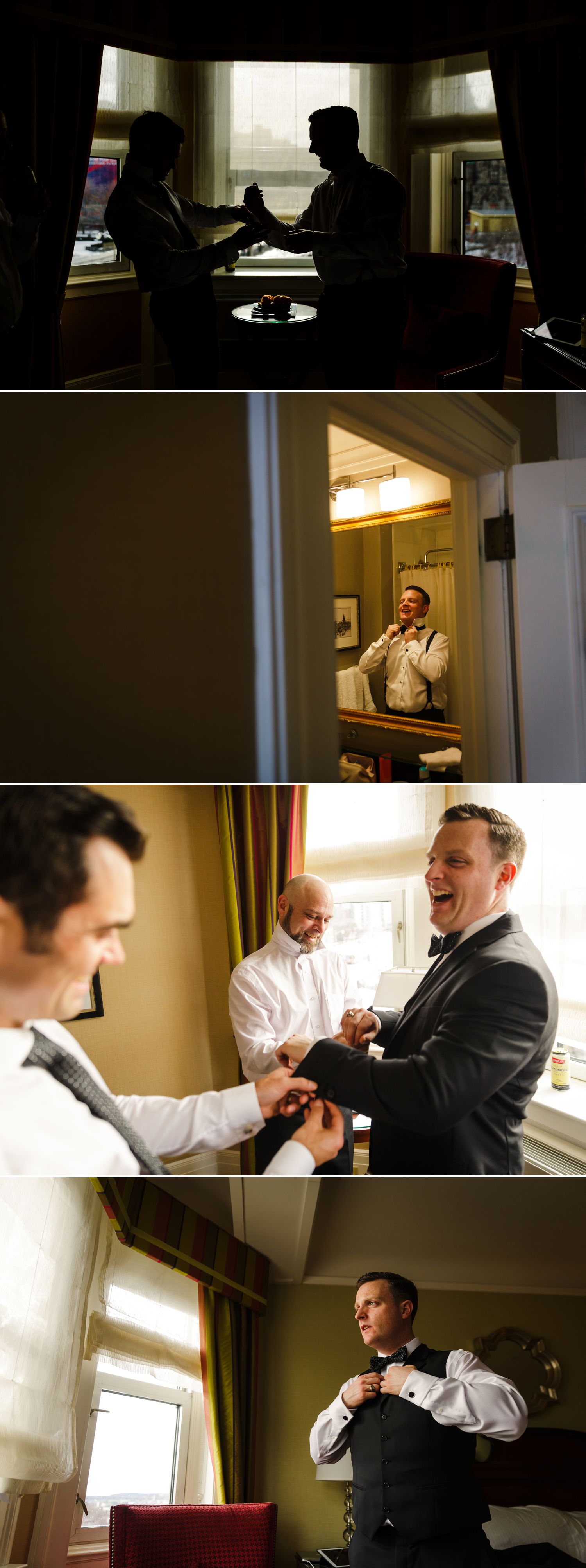 The Groom and his groomsmen getting ready at their home in Ottawa