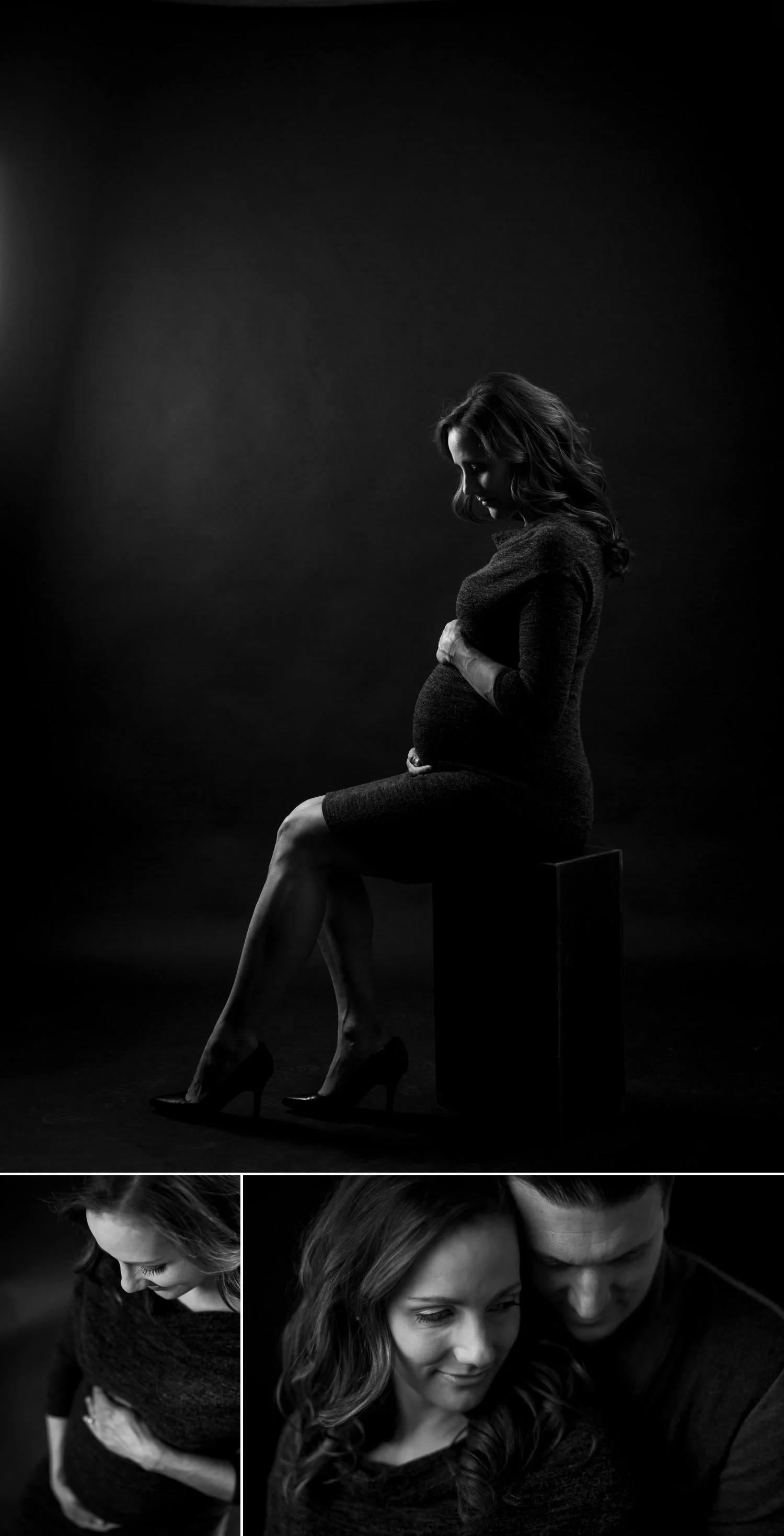 black and white maternity portrait in ottawa