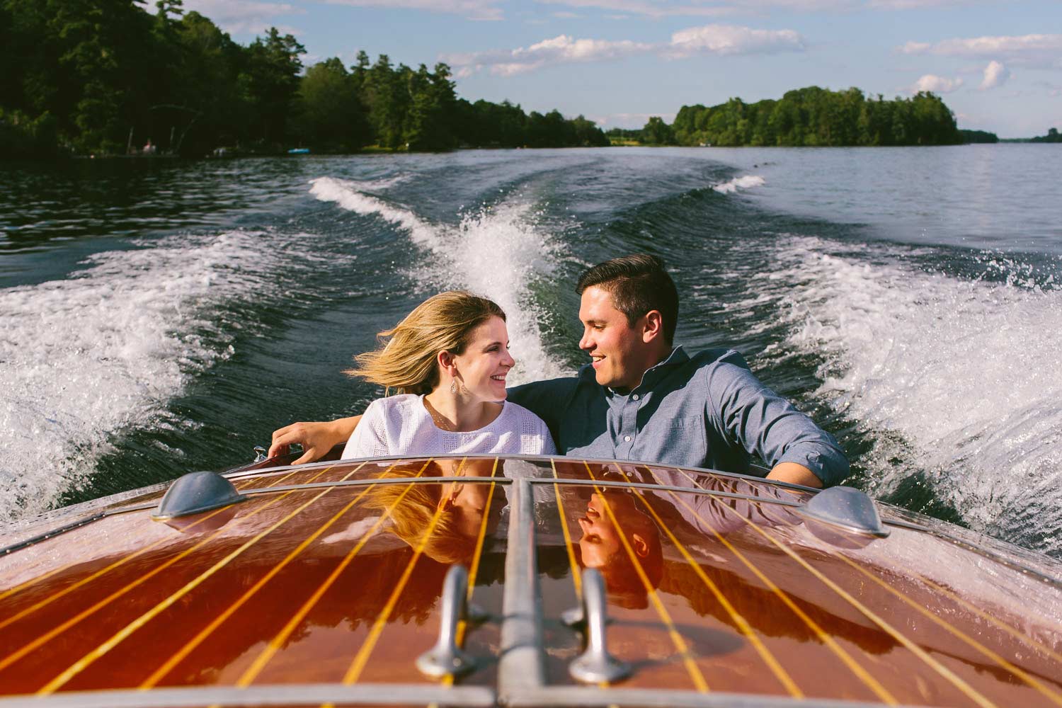 engagement photograph in cottage country on a boat (Copy)