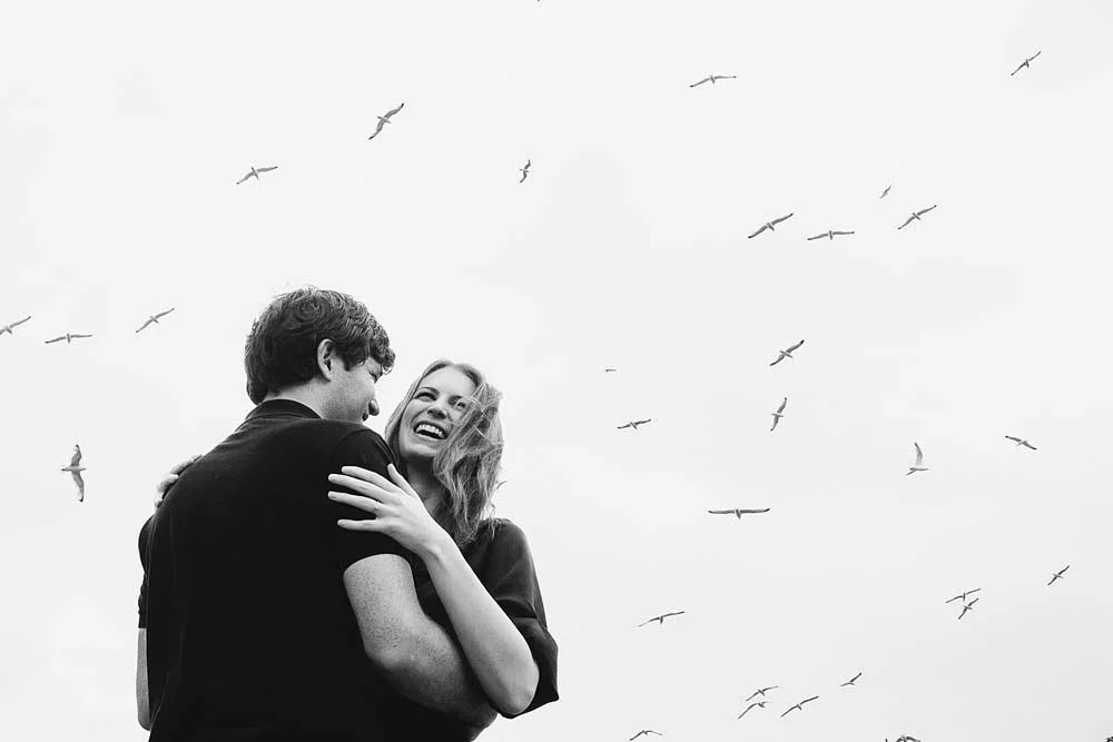 artistic black and white engagement photo