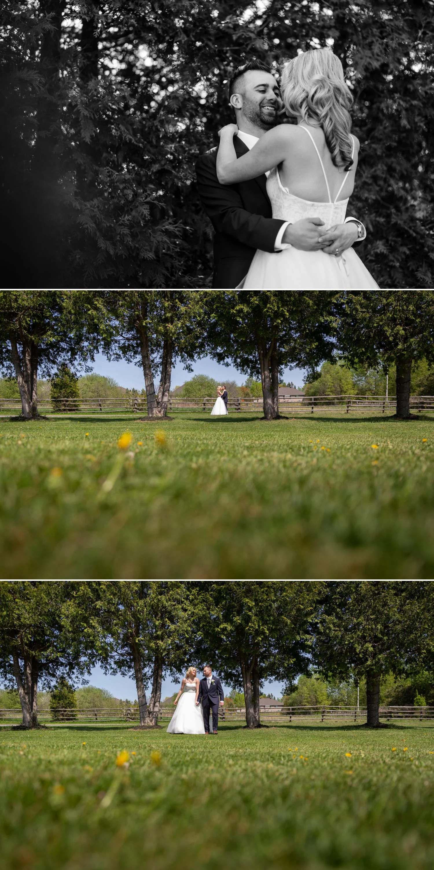 Portraits of the bride and groom before their wedding ceremony at Orchard View Wedding and Conference Centre