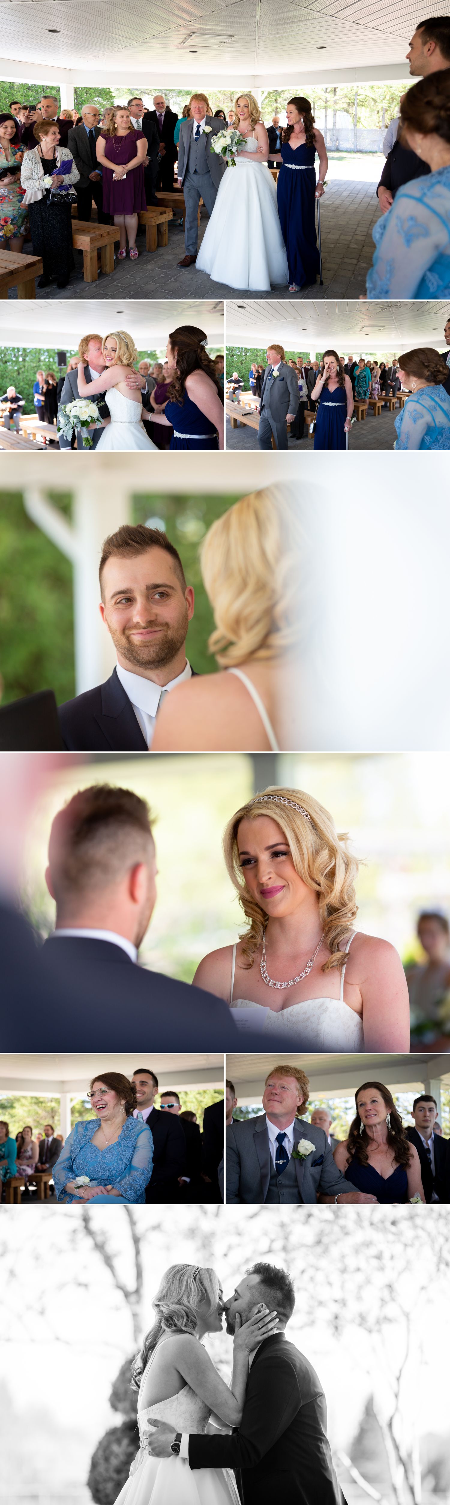 A wedding ceremony under the gazebo at Orchard View Wedding and Conference Centre