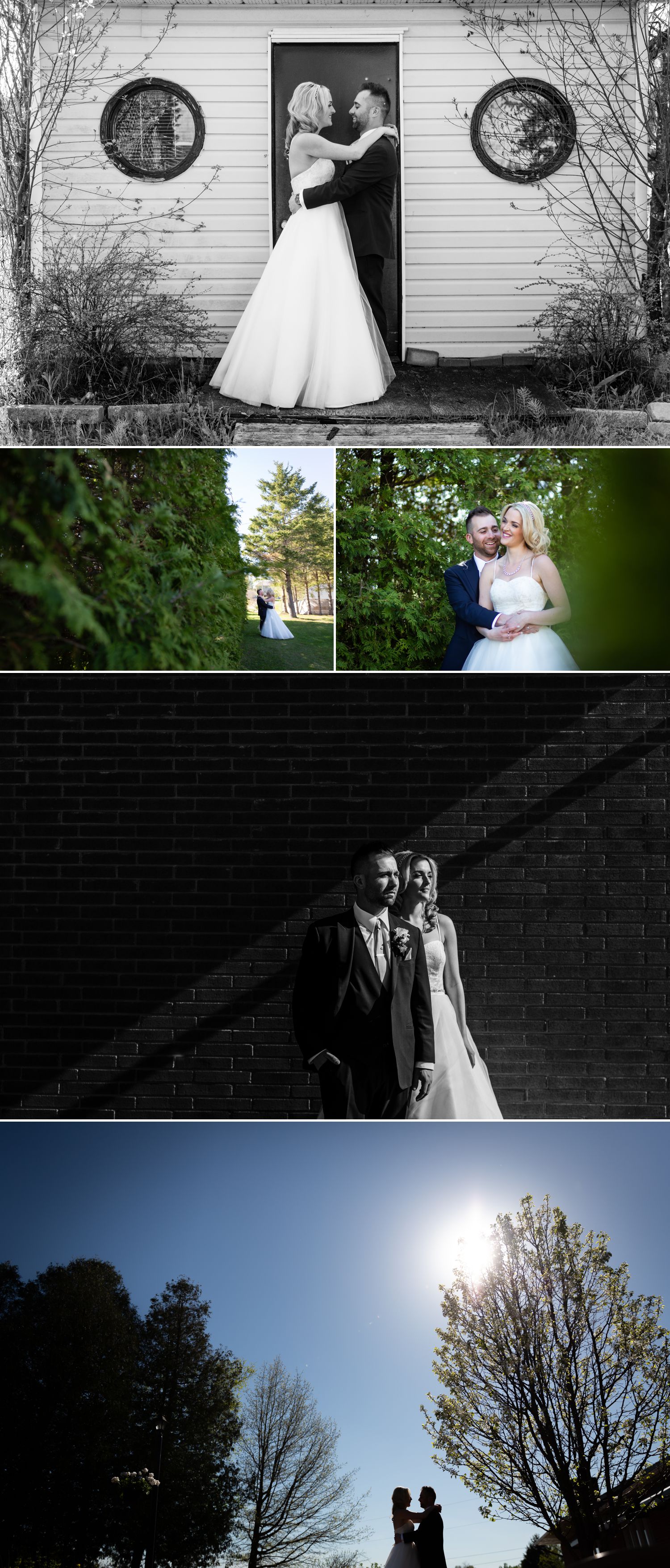 Portraits of the bride and groom after their wedding ceremony at Orchard View Wedding and Conference Centre