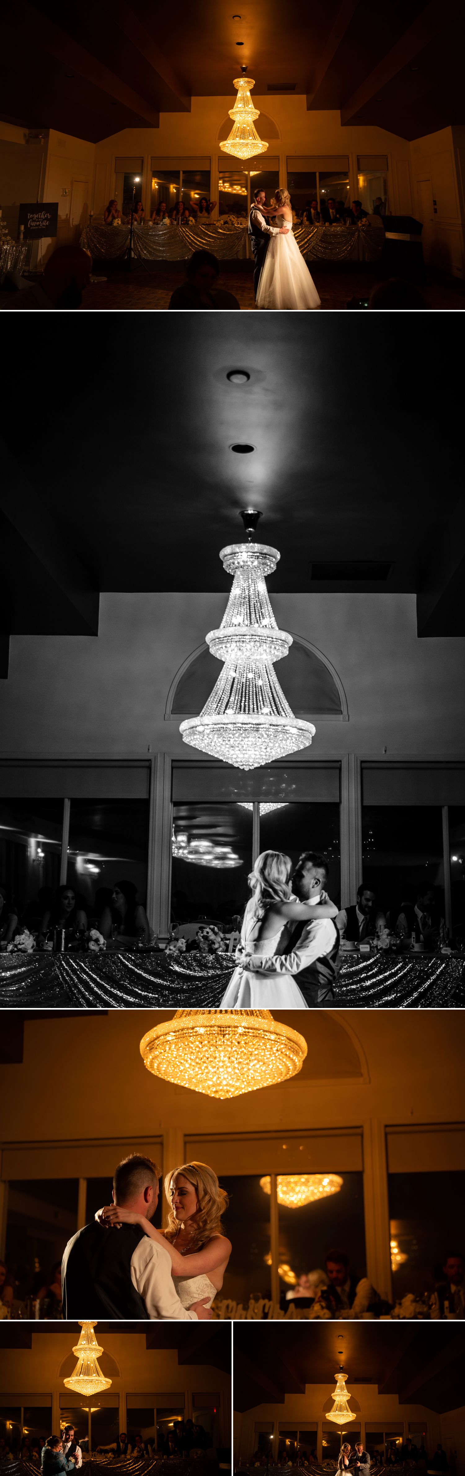 The bride and groom during their first dances during their wedding reception at Orchard View Wedding and Conference Centre