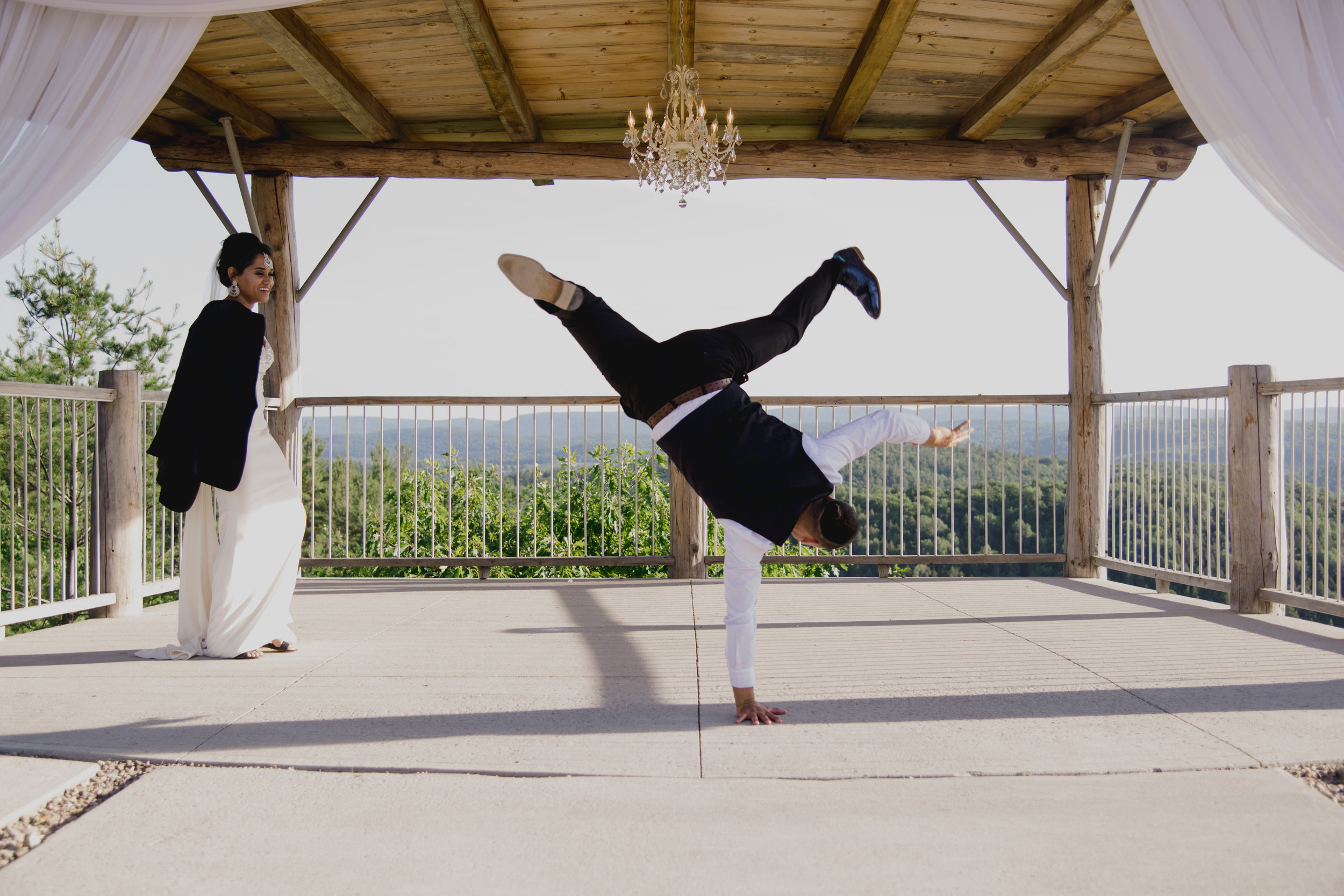 groom break dancing