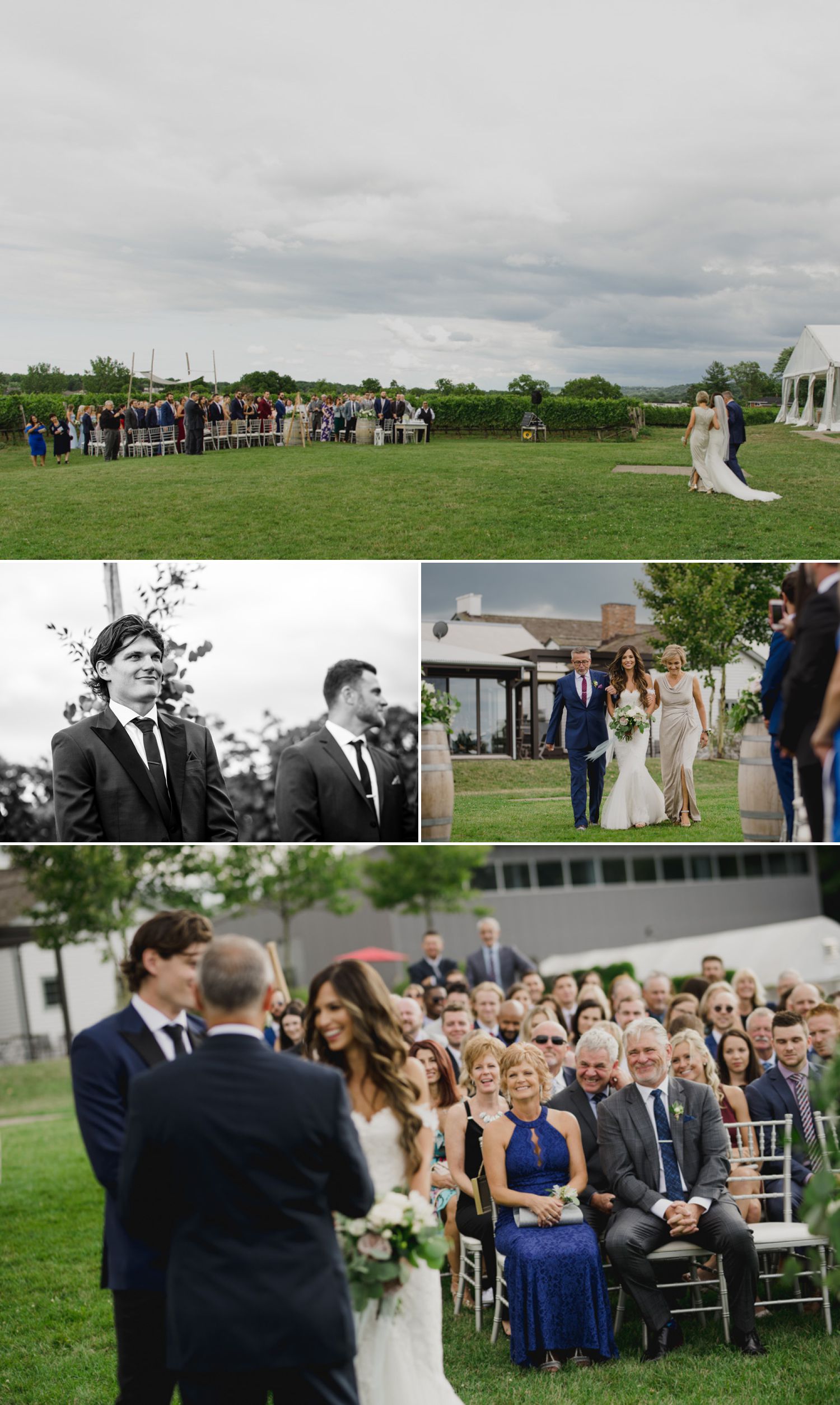A wedding ceremony taking place at The Ravine Vineyard Estate Winery in Niagara-on-the-Lake
