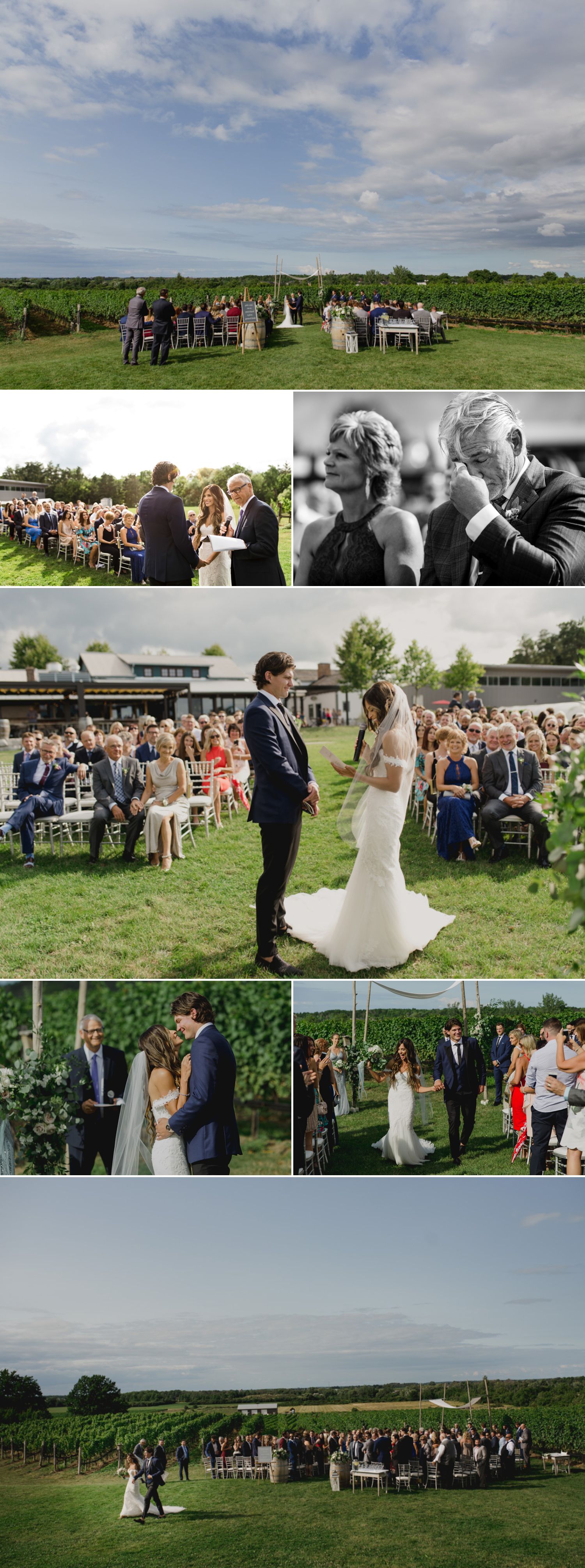 A wedding ceremony taking place at The Ravine Vineyard Estate Winery in Niagara-on-the-Lake