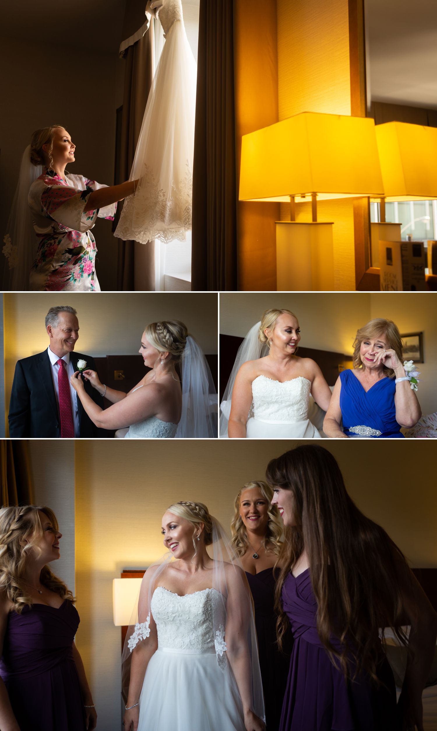 The bride getting ready with her friends and family at a hotel in downtown Ottawa