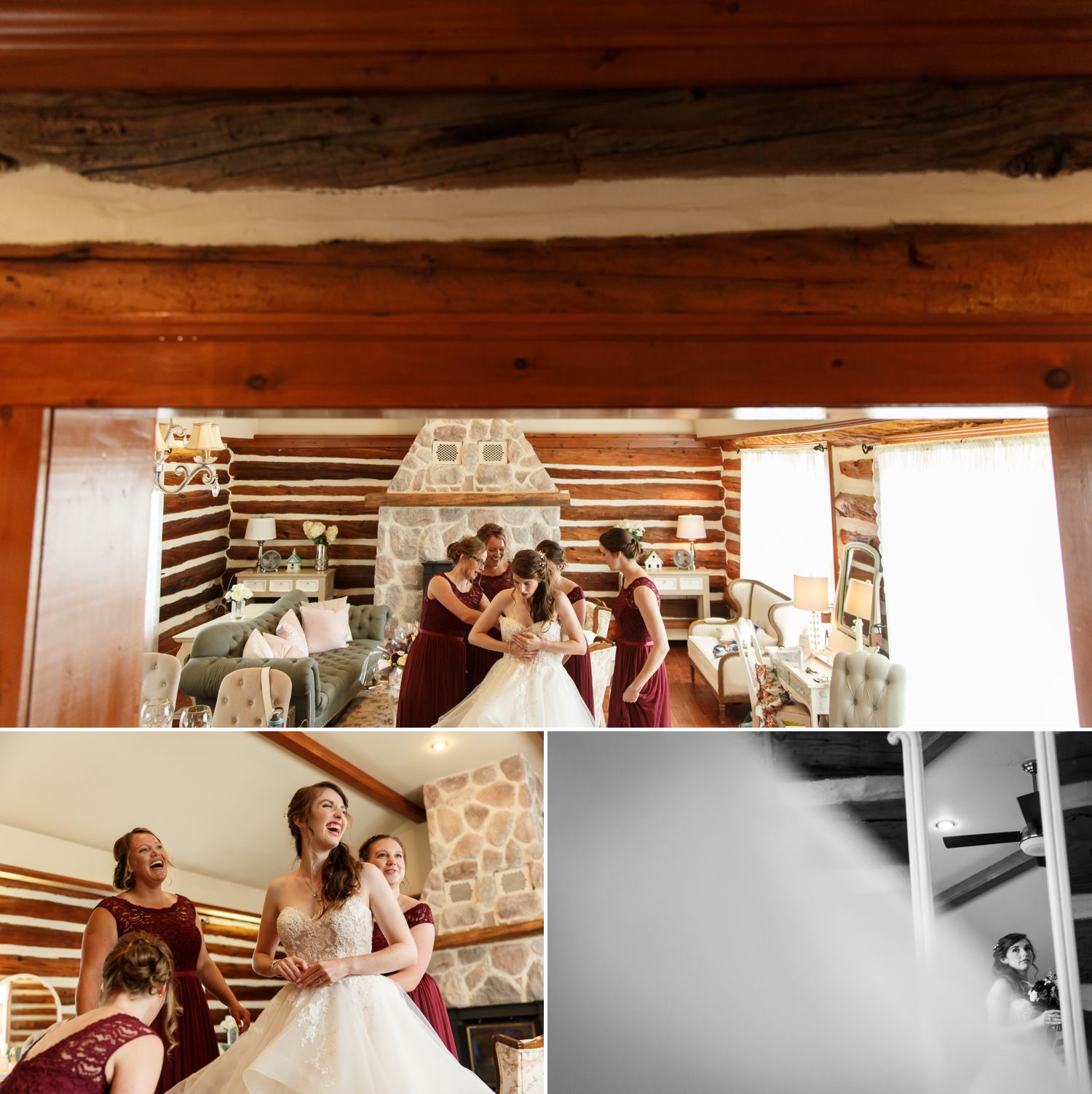 The bride getting ready with her bridesmaids at Stonefields Estate