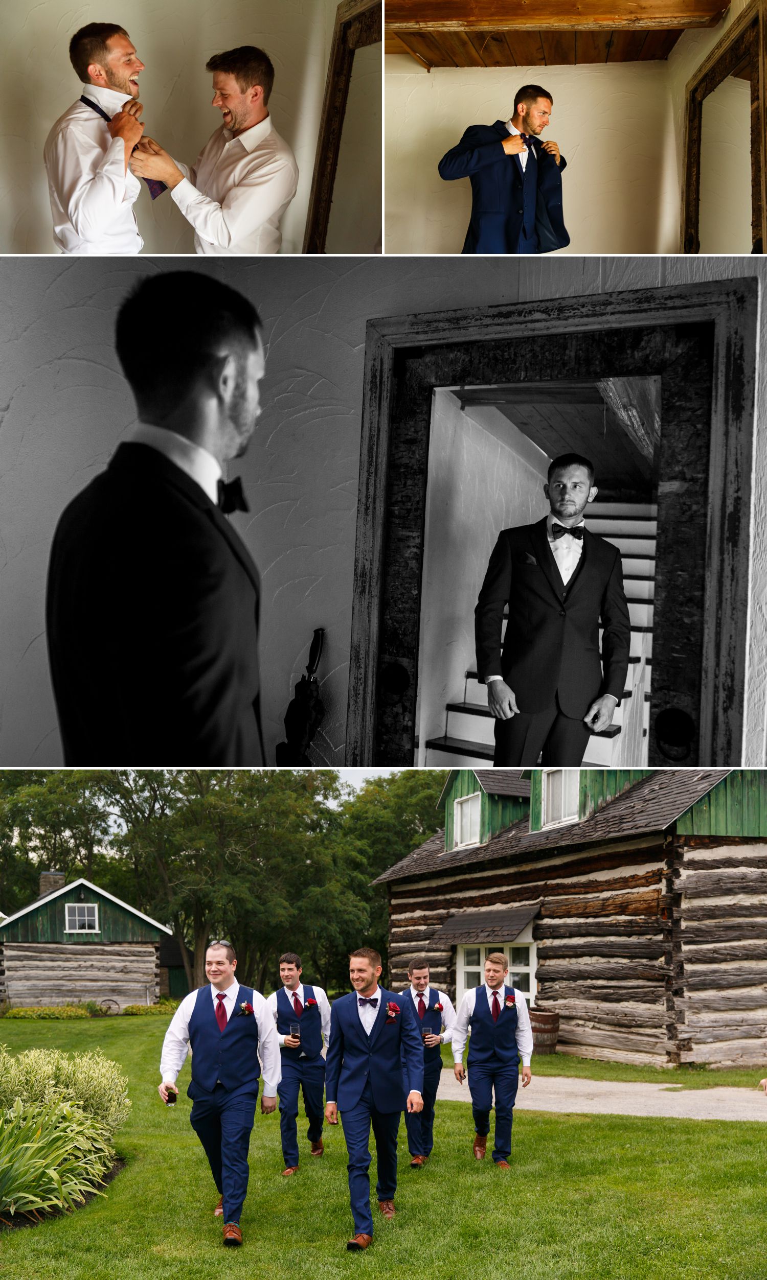 The groom with his groomsmen getting ready at Stonefields Estate