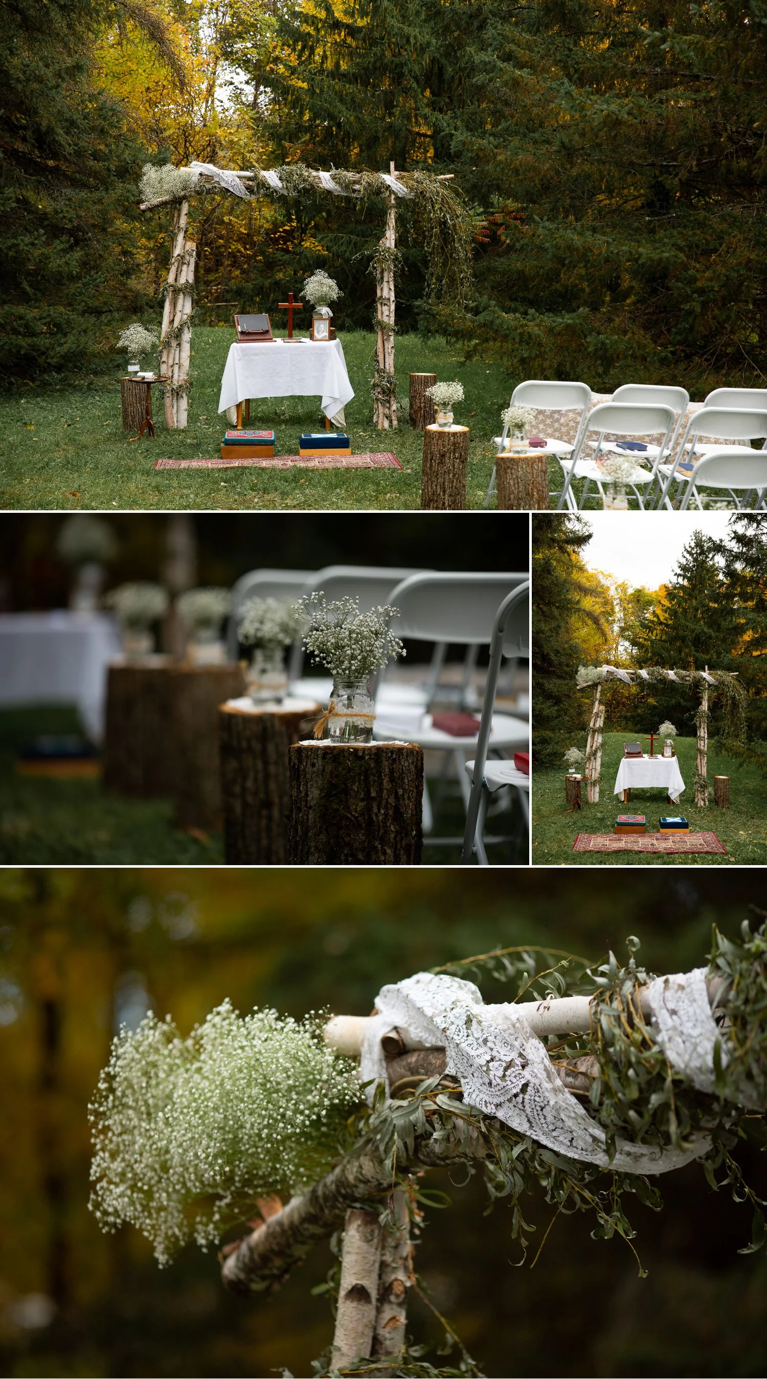 Detail photos of a wedding ceremony and reception that took place in the fall at the family farm of the bride's grandparents