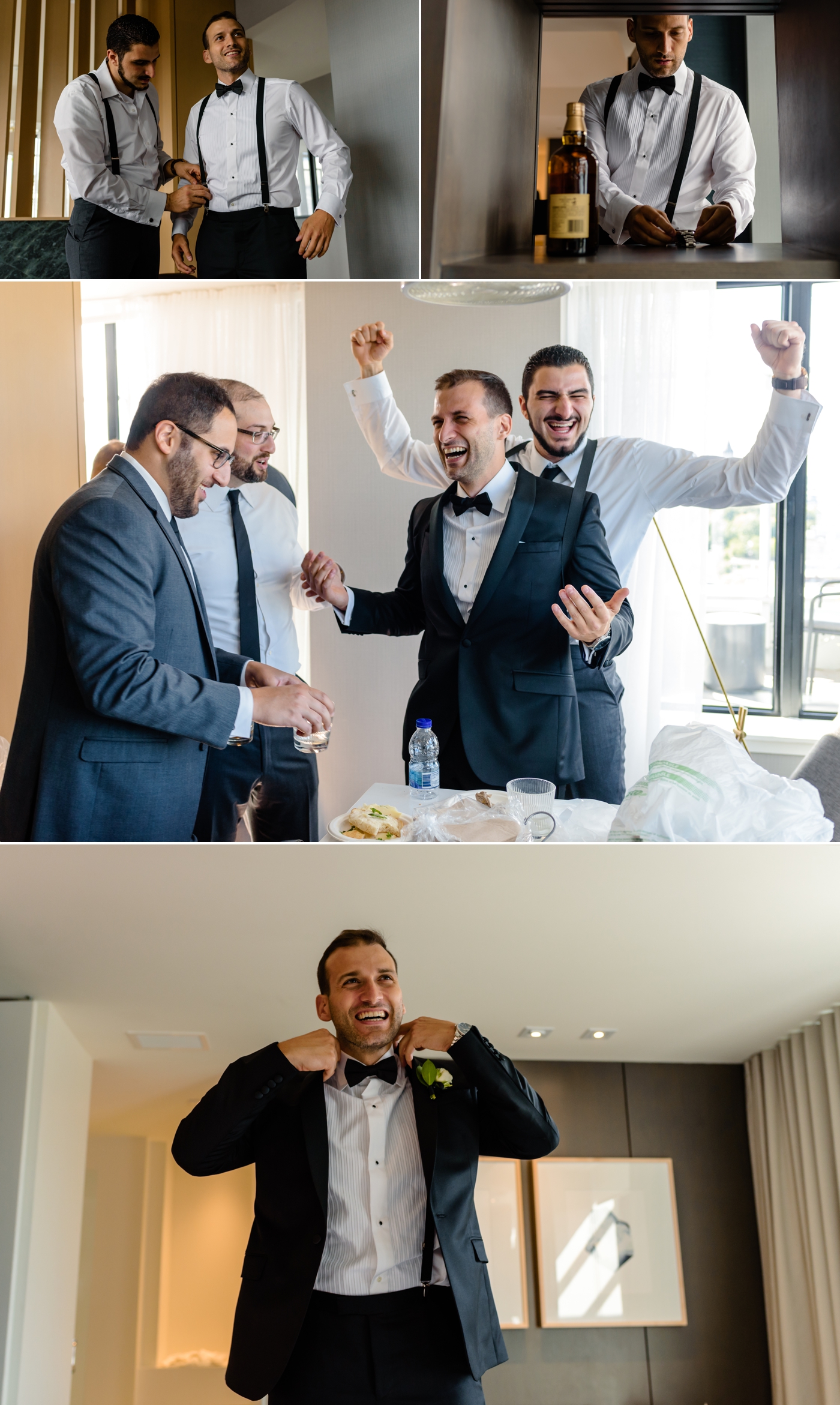 groom getting ready before a lebanese wedding ceremony at st elias cathedral in ottawa