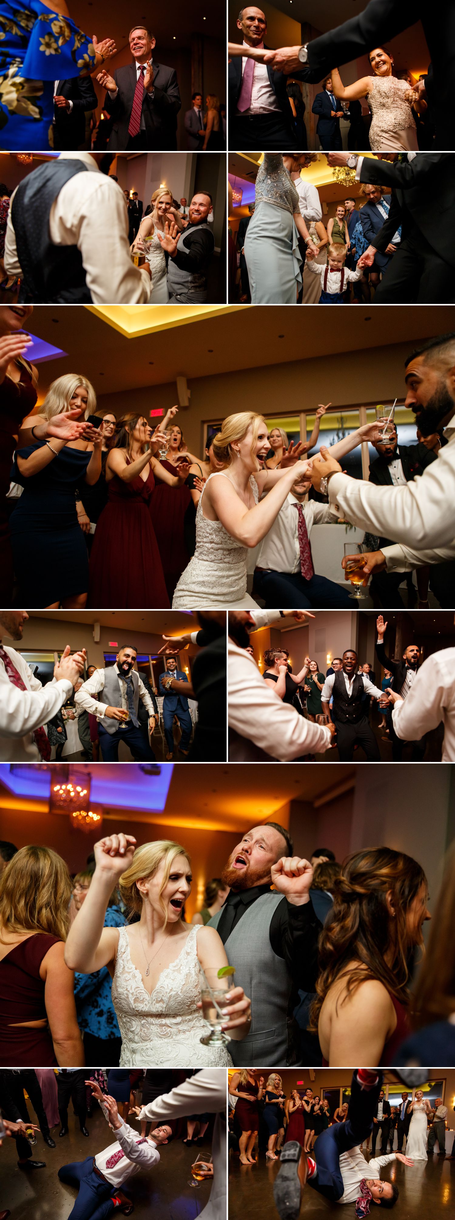 A wedding reception and dance floor during a wedding reception at Le Belvedere