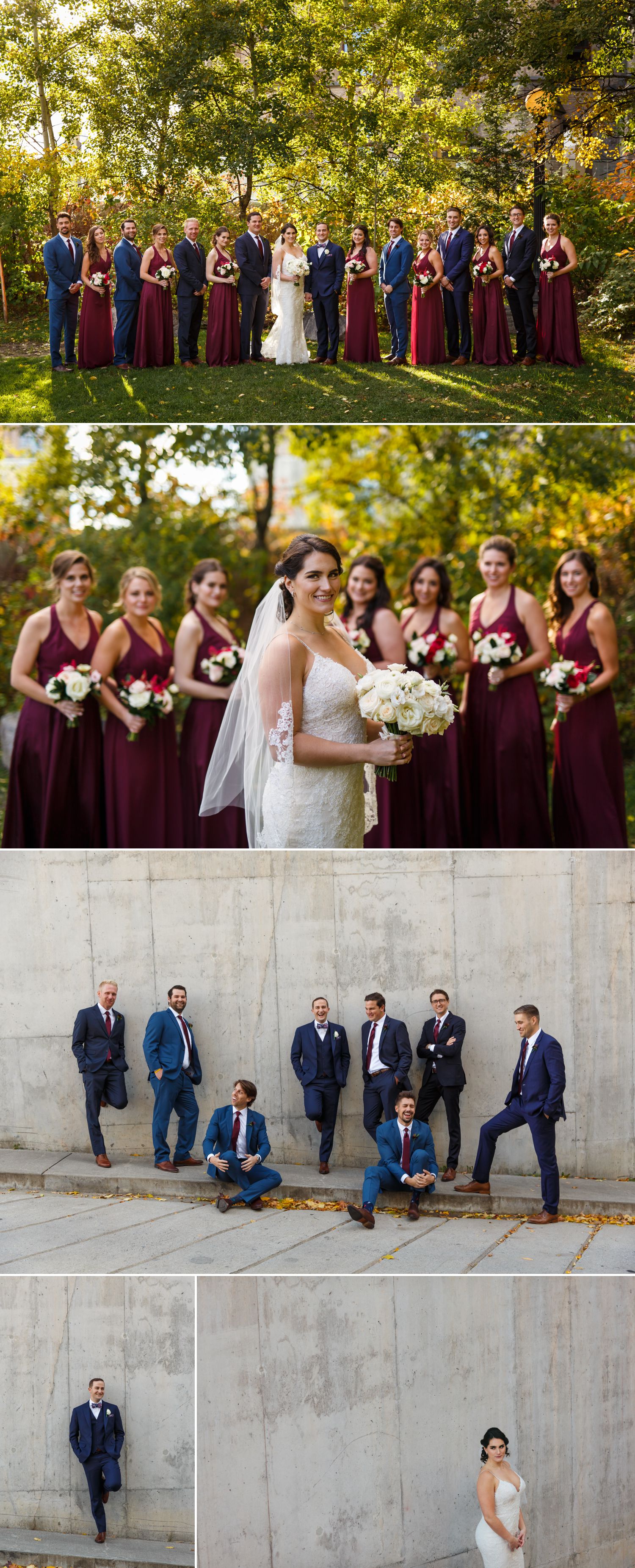 Portraits of the bride and groom with their wedding party at The Museum of Nature in downtown Ottawa
