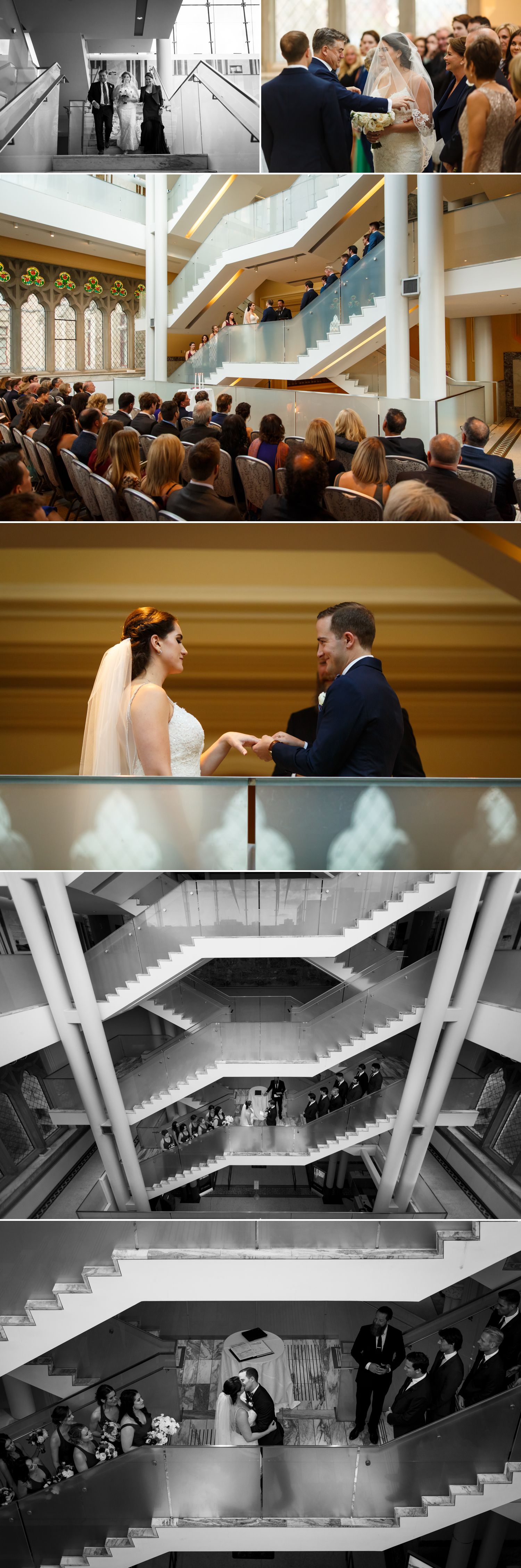 A wedding ceremony taking place inside The Museum of Nature in downtown Ottawa