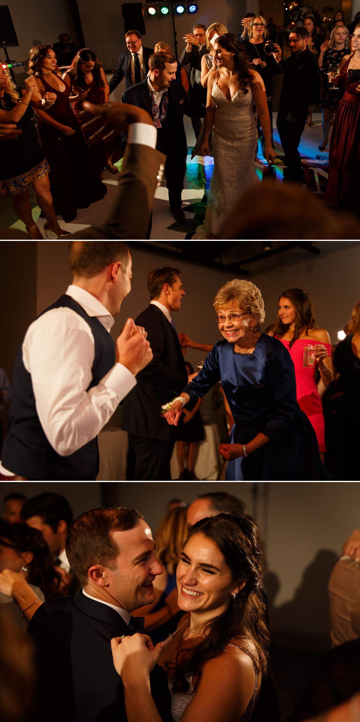 The bride and groom dancing with their guests at their wedding reception inside The Museum of Nature in downtown Ottawa