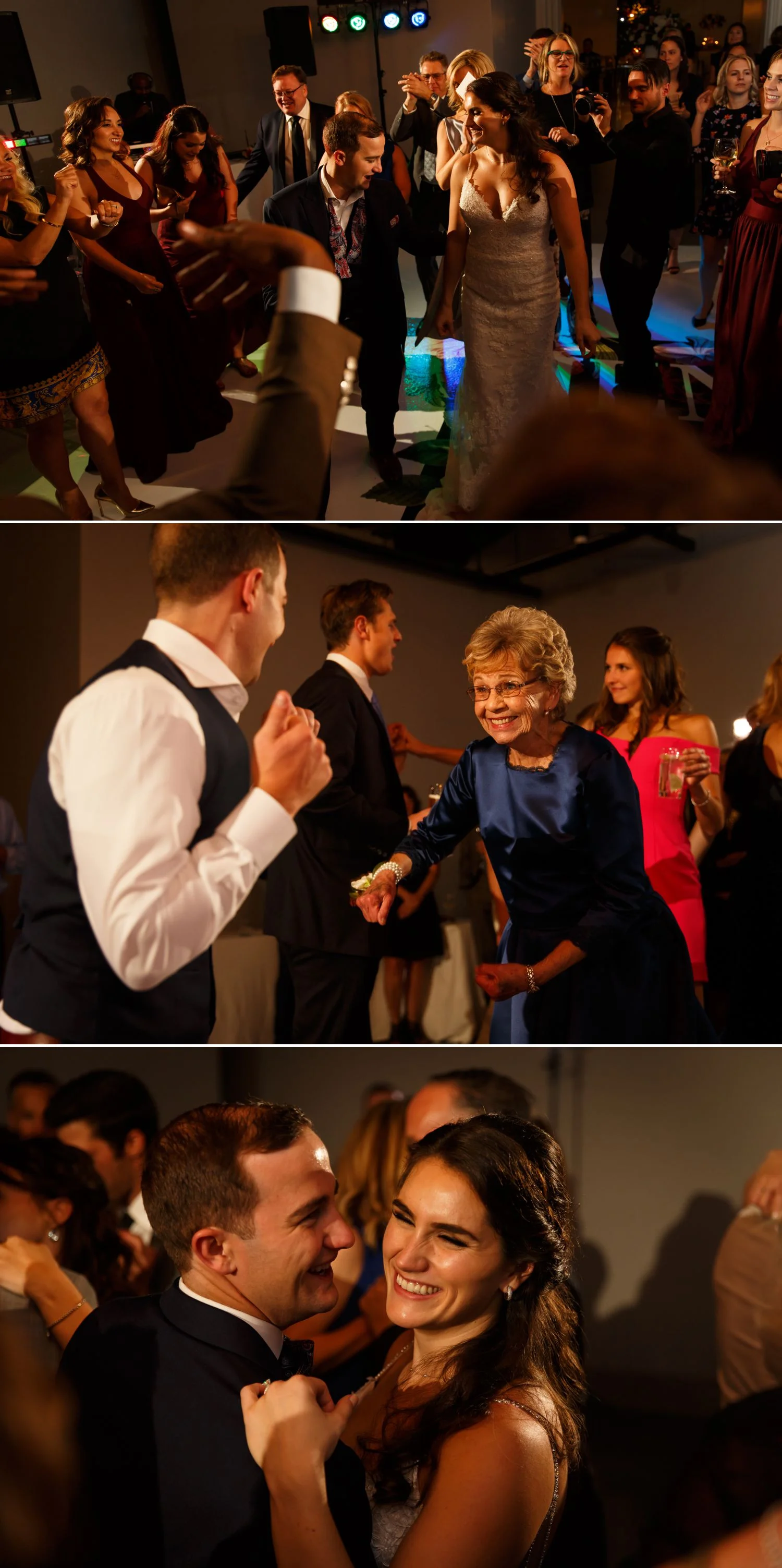The bride and groom dancing with their guests at their wedding reception inside The Museum of Nature in downtown Ottawa