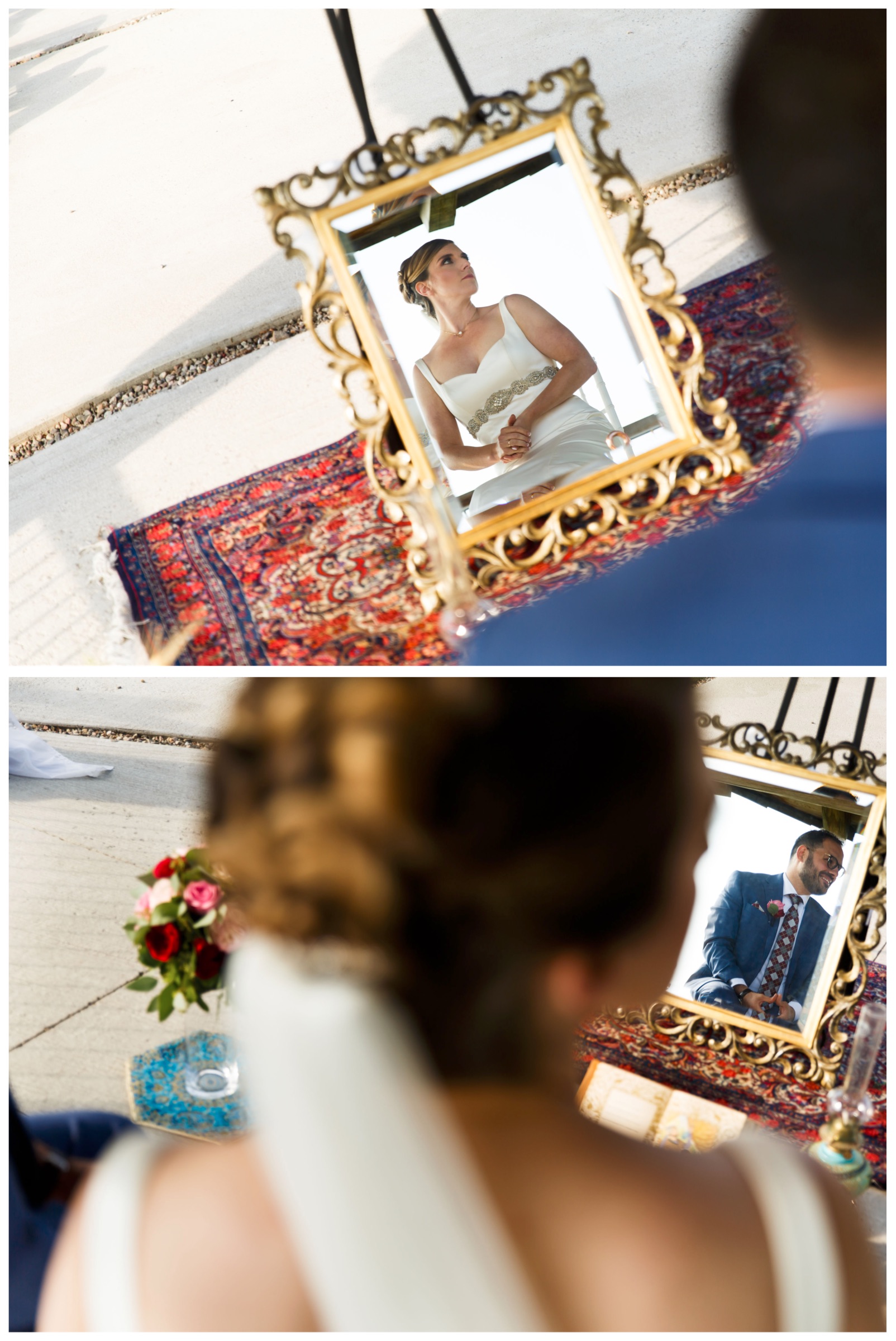 photos of a persian couple's reflection in a mirror