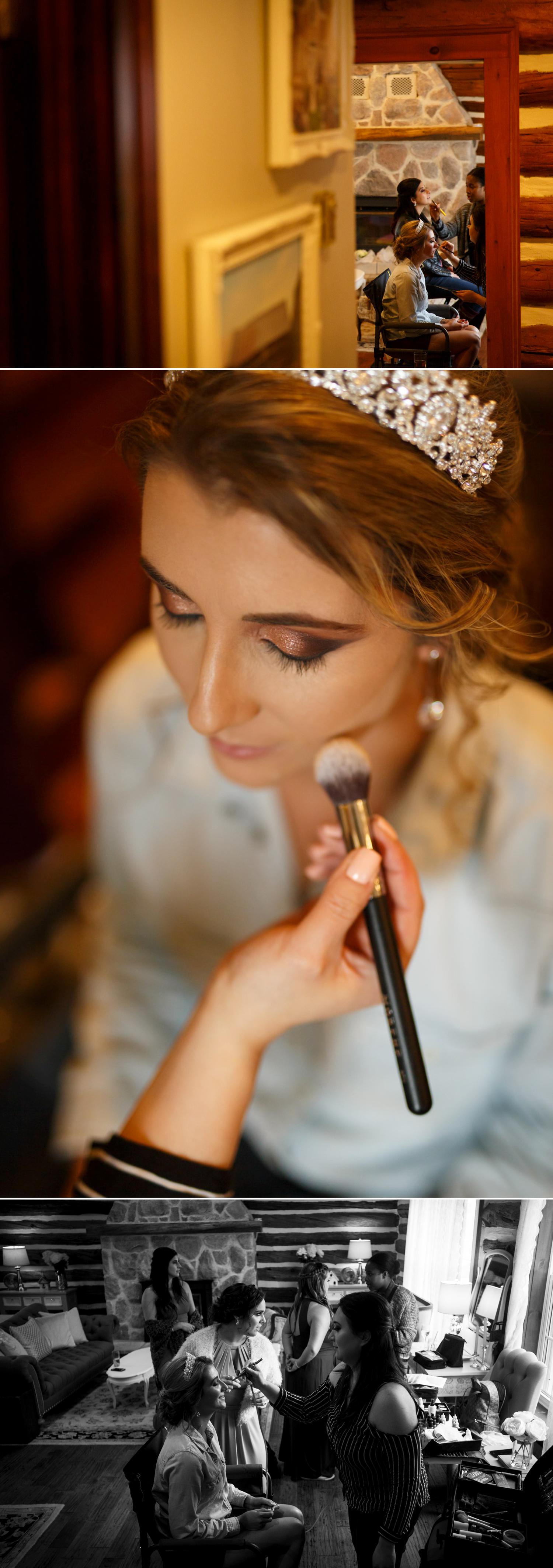 photos of a bride getting ready at stonefields estate