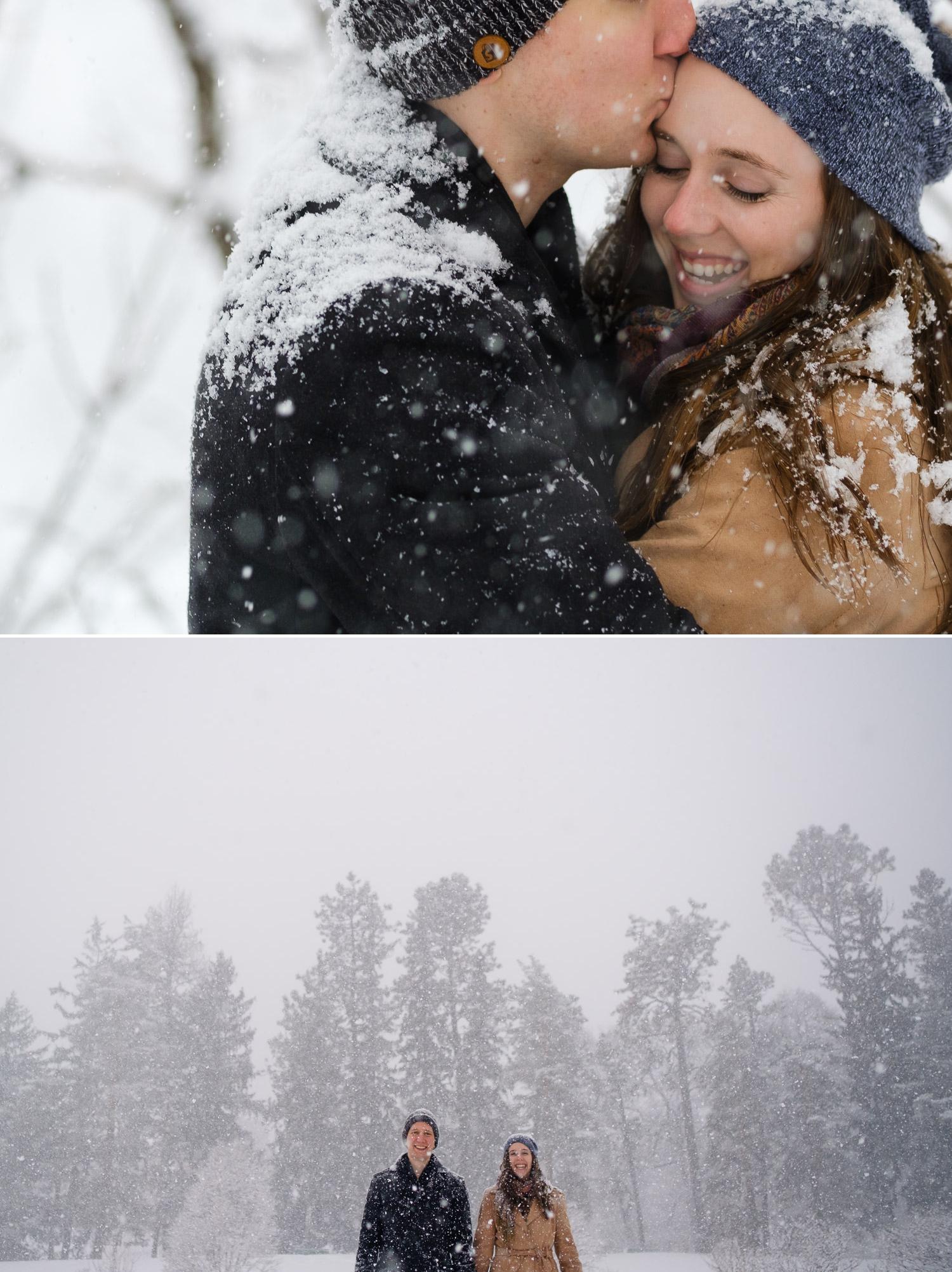 super snowy engagement photos
