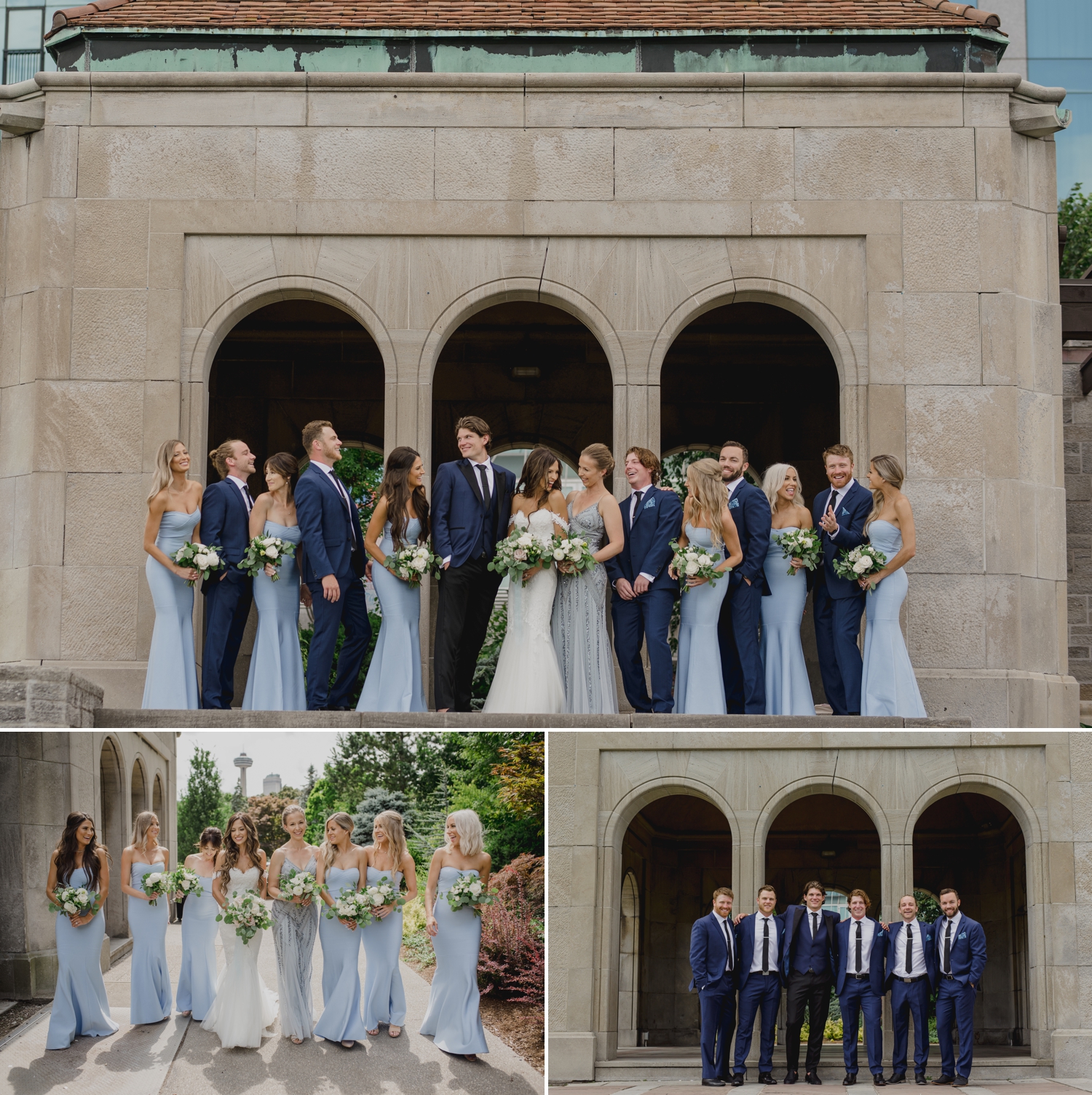 photo of the wedding party at the ravine vineyard in niagara on the lake ontario