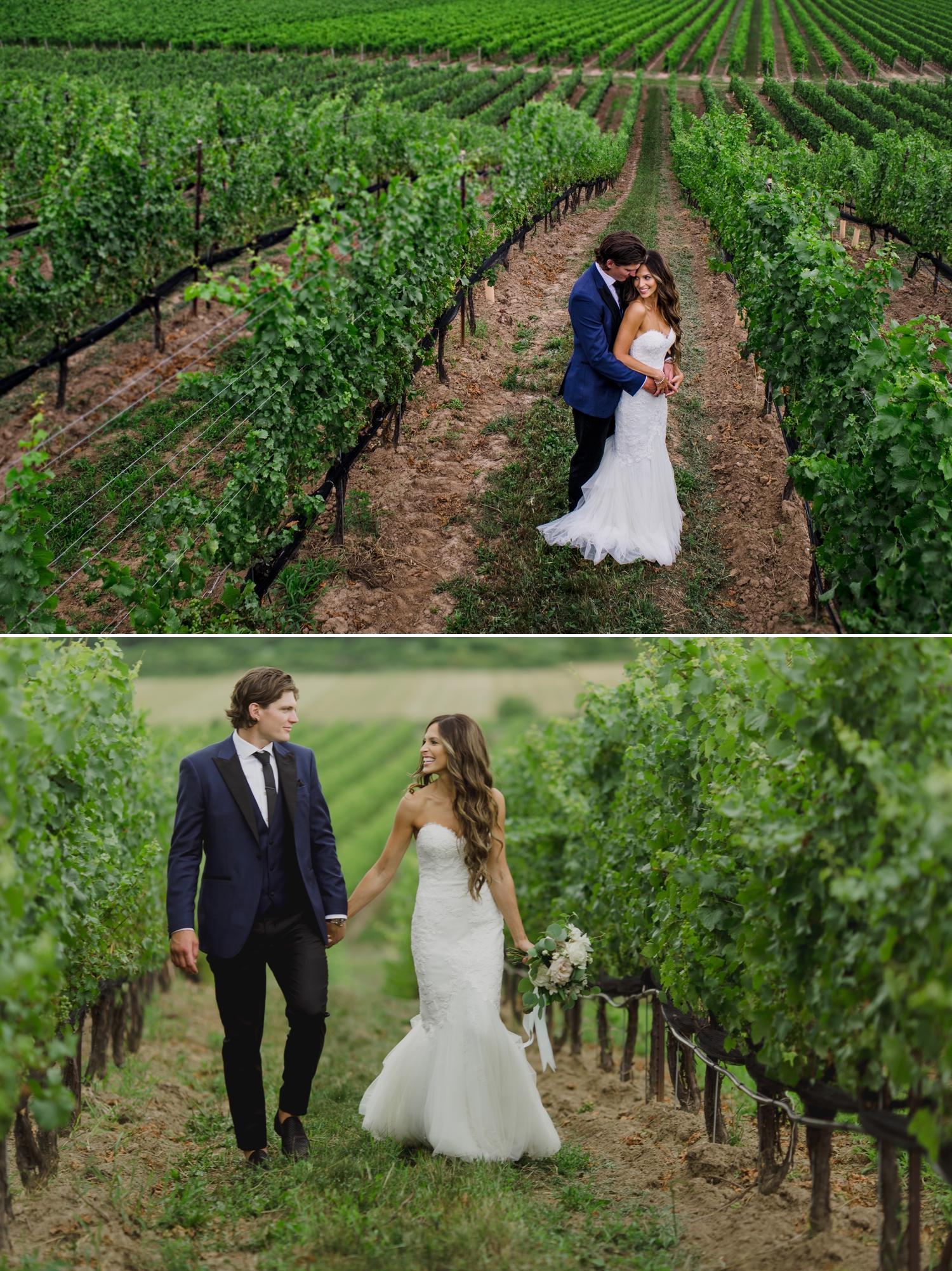 photos of the bride and groom during a wedding at the ravine vineyard in niagara on the lake ontario