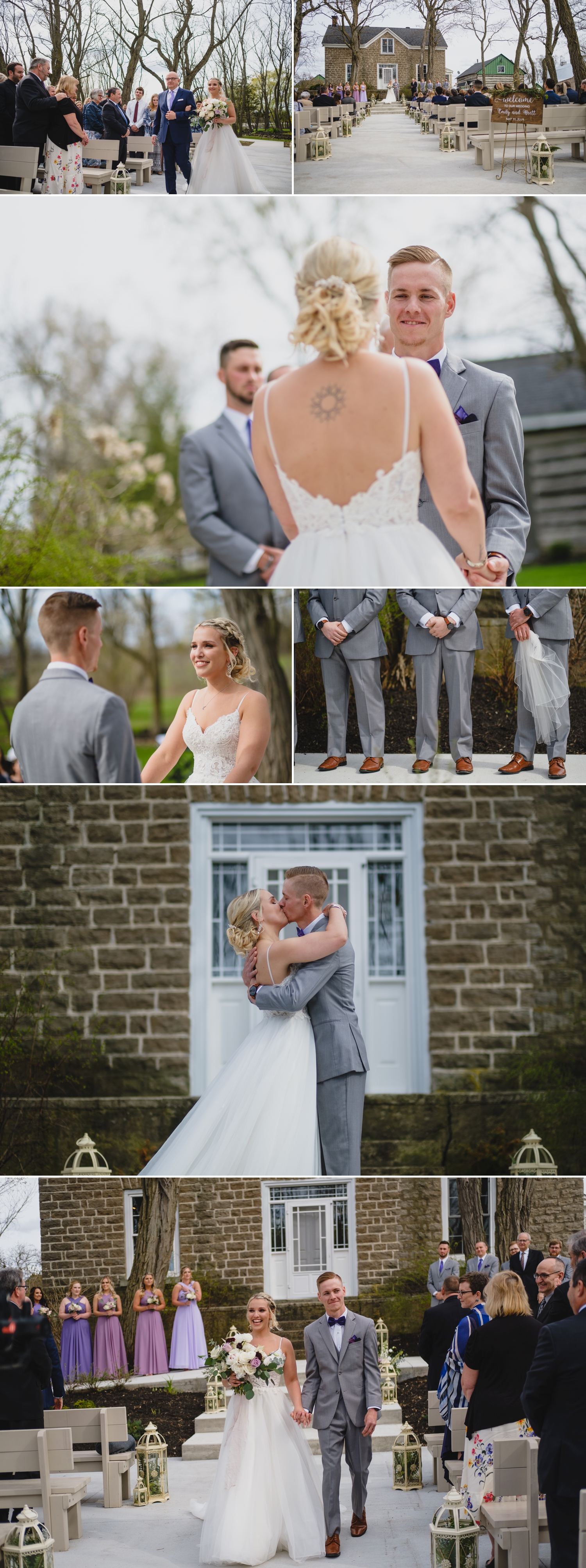 photos of candid moments during stonefields estate wedding ceremony in carleton place ontario