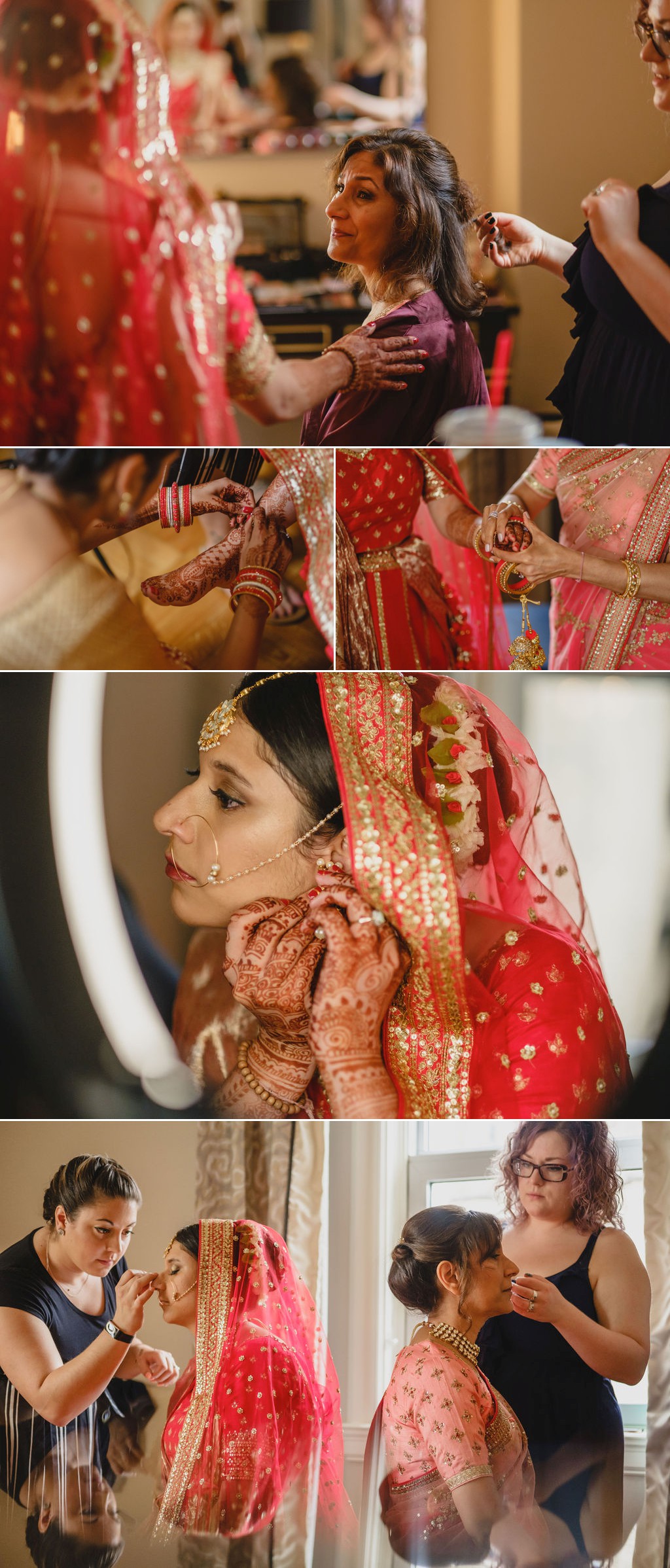 photographs of an indian bride getting ready for her wedding at the chateau laurier in ottawa