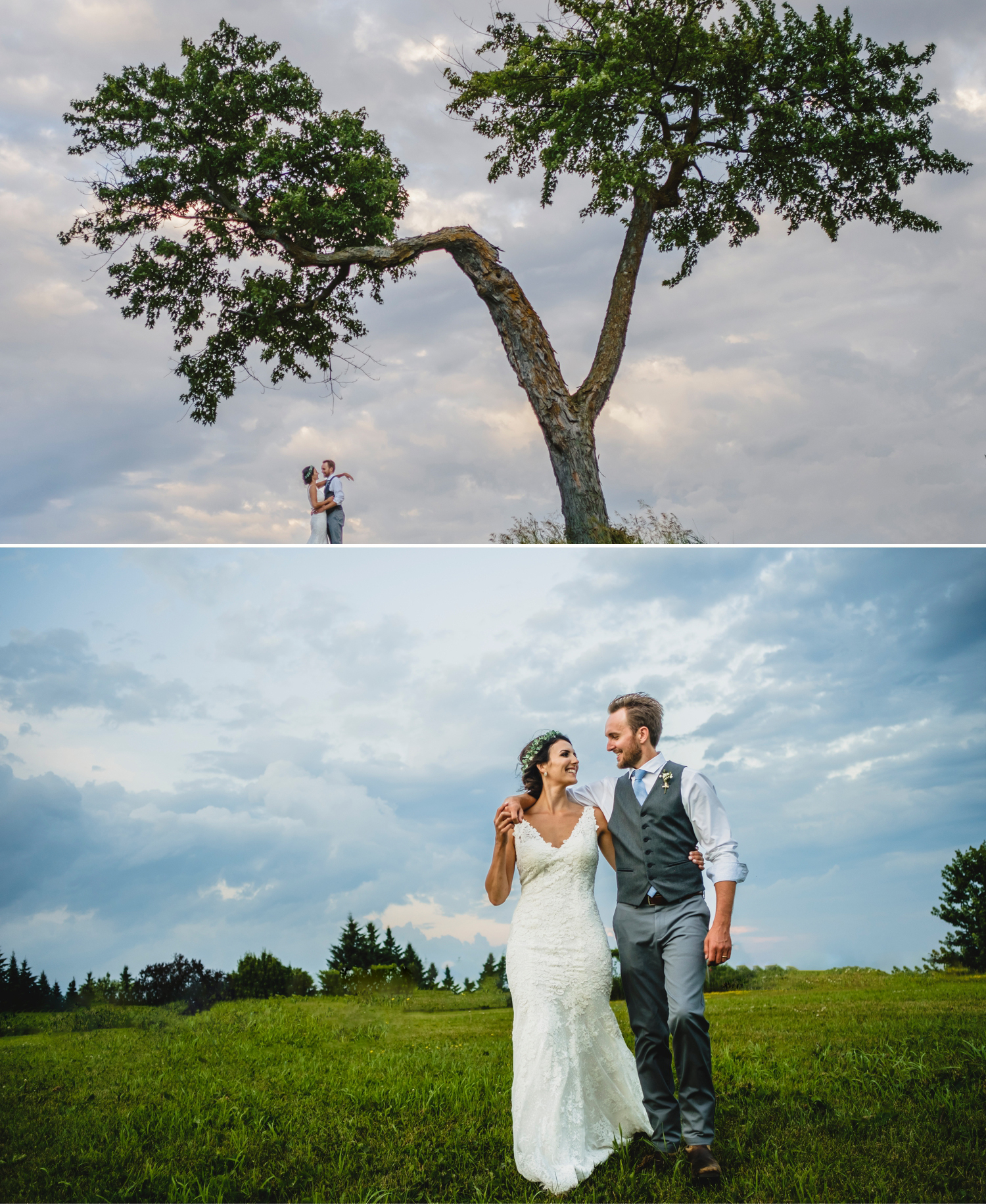bride and groom sunset photos during a metcalfe ontario wedding reception
