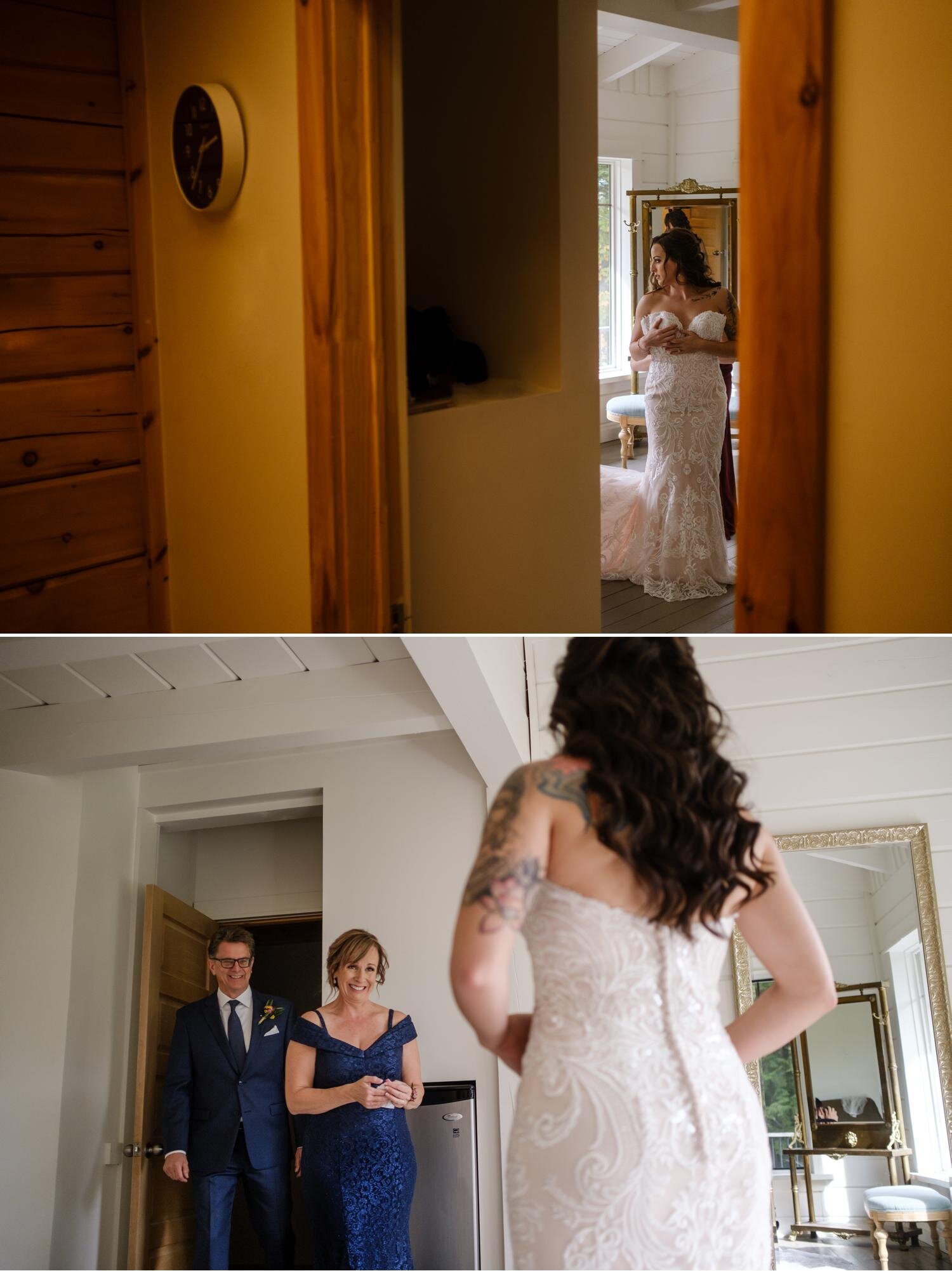 photos of a bride getting ready in the le belvedere guest house