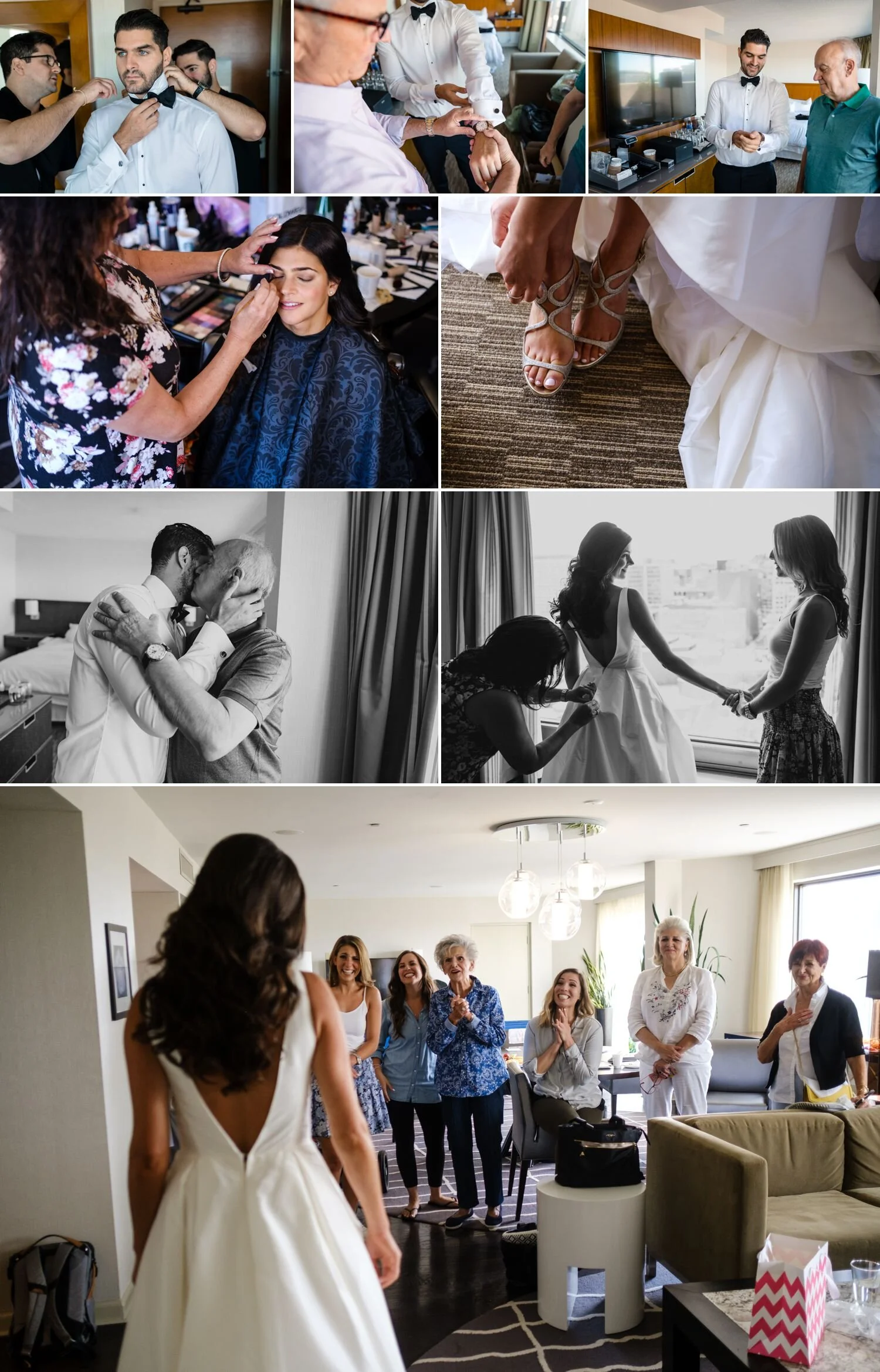 bride and groom get ready at westin hotel for a wedding at the shaw centre in ottawa