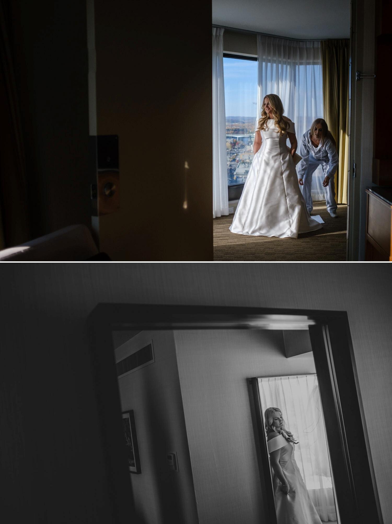 photo of a bride getting ready at the Westin hotel in Ottawa